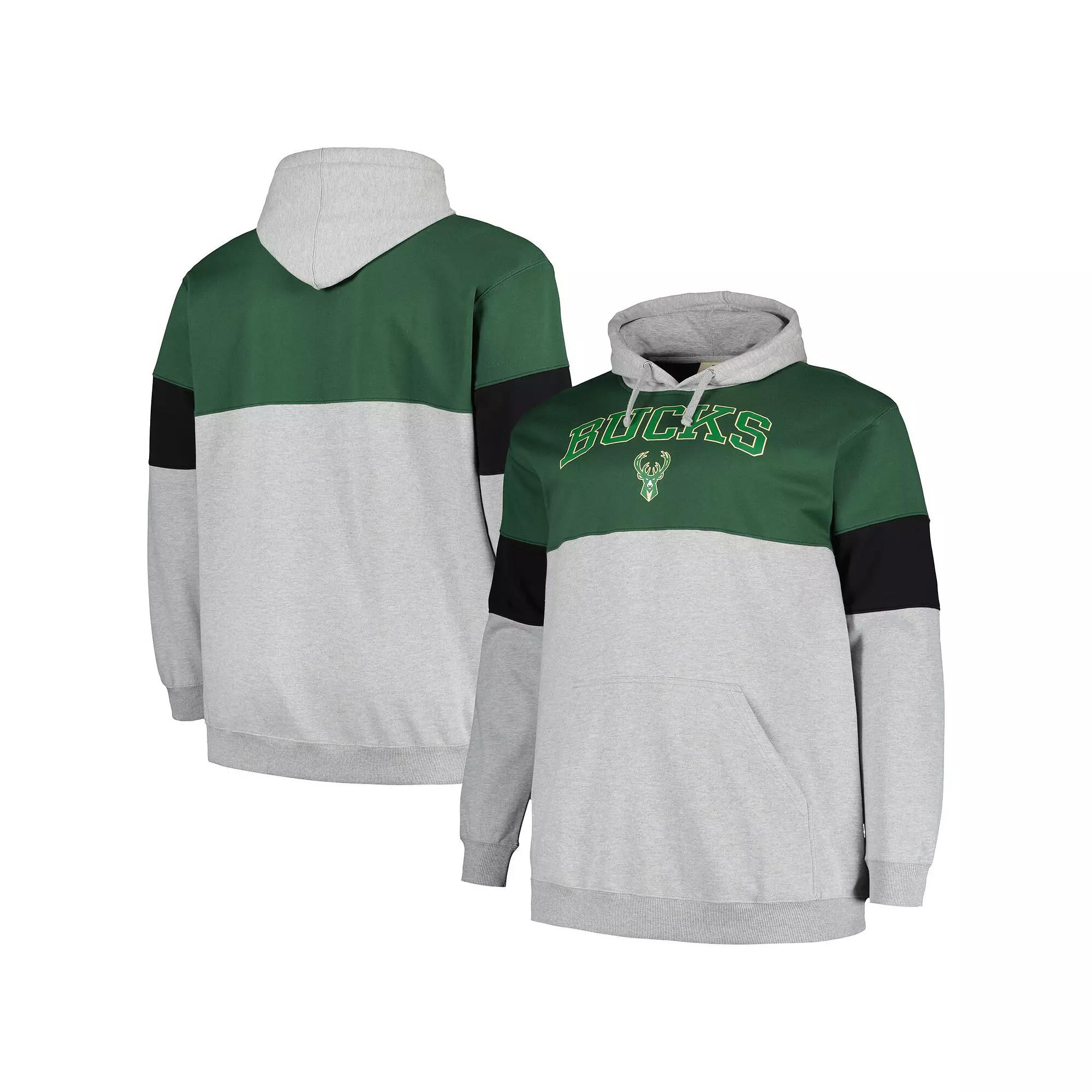 Men's Fanatics Branded Hunter Green/Black Milwaukee Bucks Big & Tall Pullover Hoodie, Size: 2XB, Team Product Image