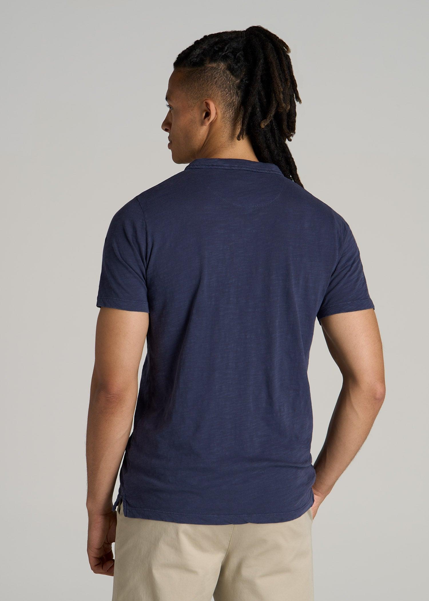 Slub Polo Shirt for Tall Men in Navy Male Product Image