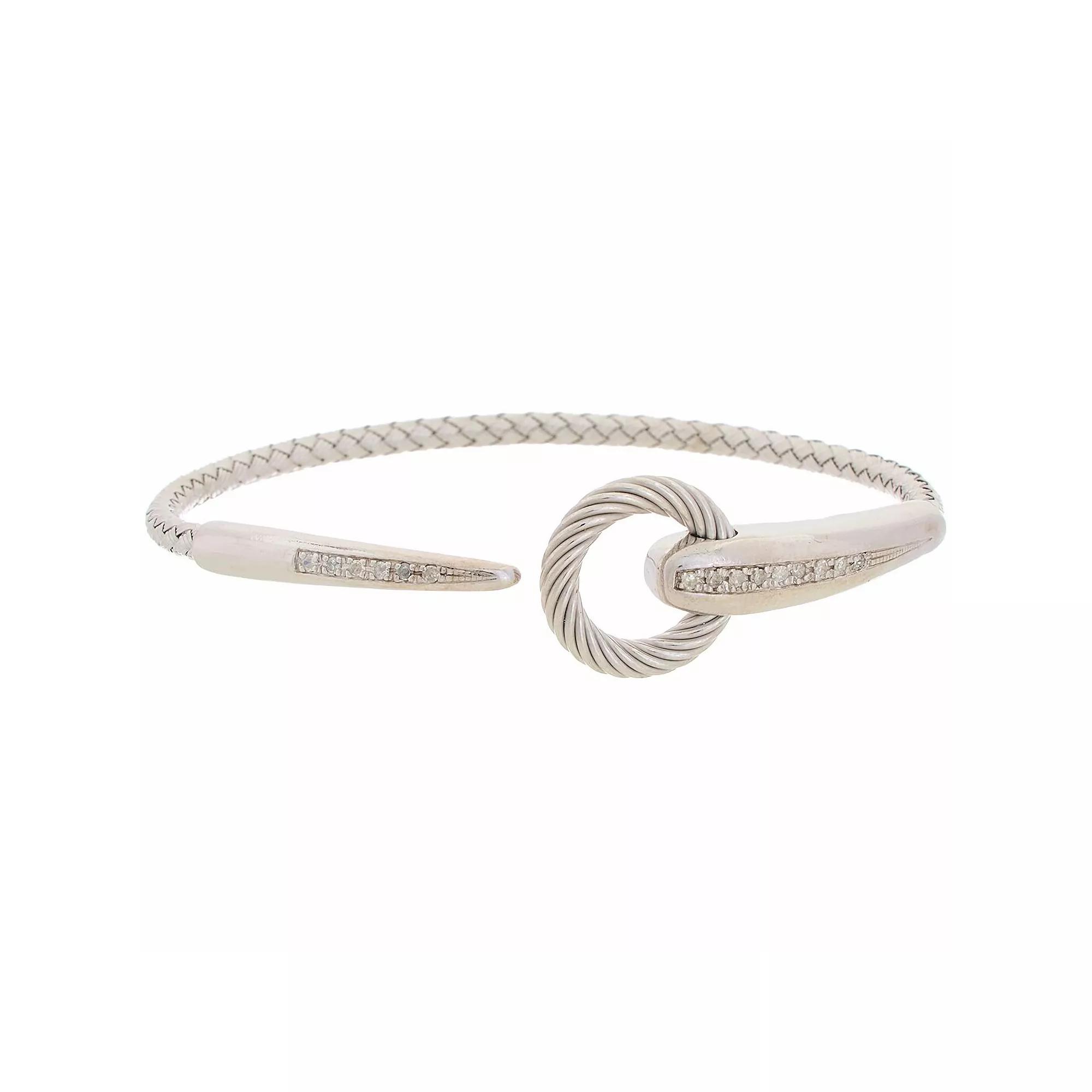 Meshmerise 1/8 Carat T.W. Diamond Rope Cuff Bracelet, Women's, Size: 7", Silver Tone Product Image