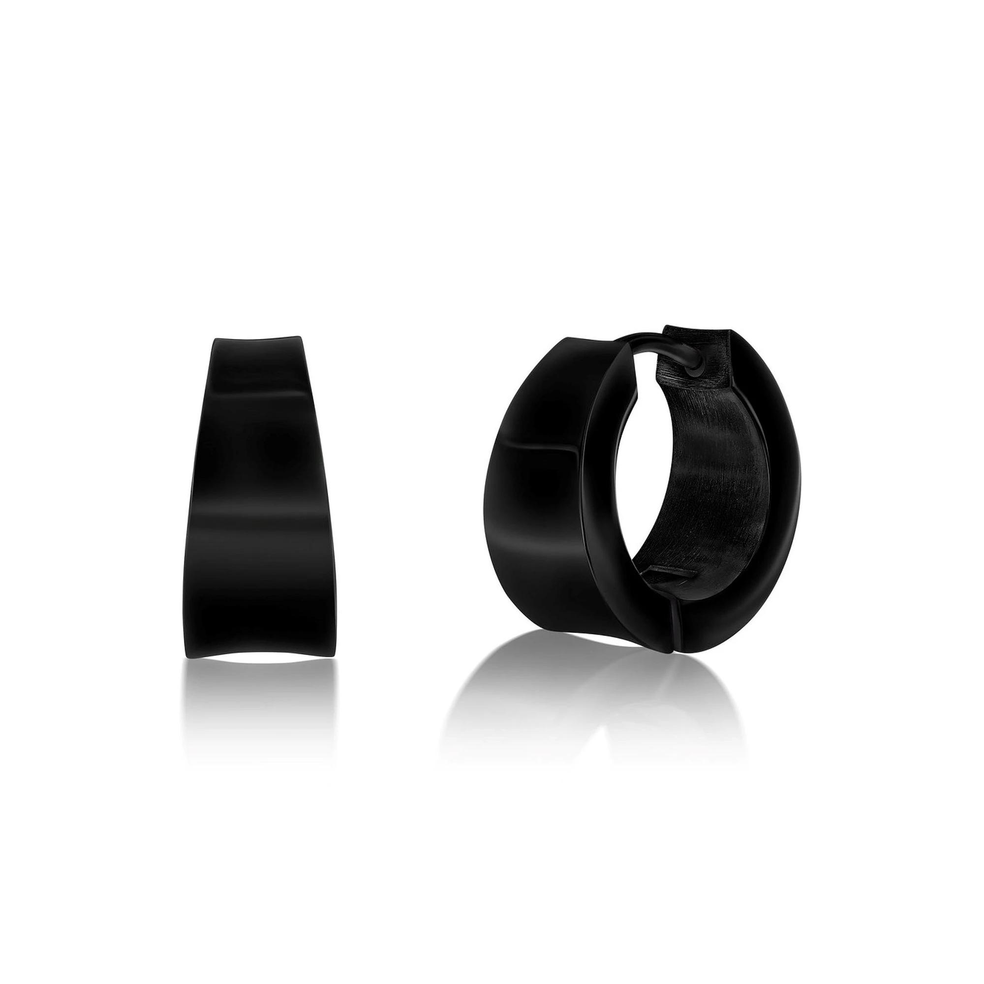 Metallo Plated Huggie Hoop Earrings, Men's, Black Product Image