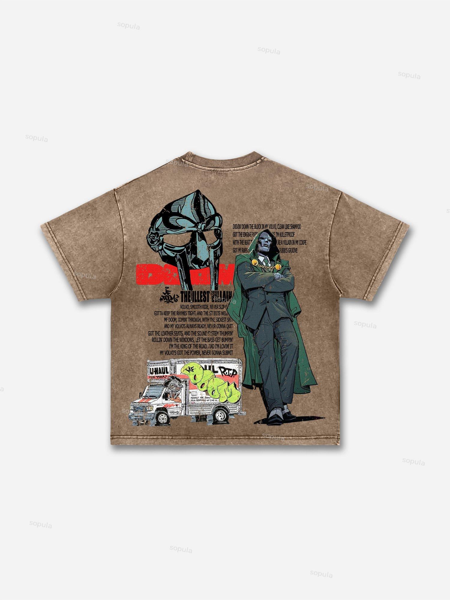 Sopula Vintage The Illest Villain Mf Doom Graphic Print Acid Washed T-Shirt Product Image