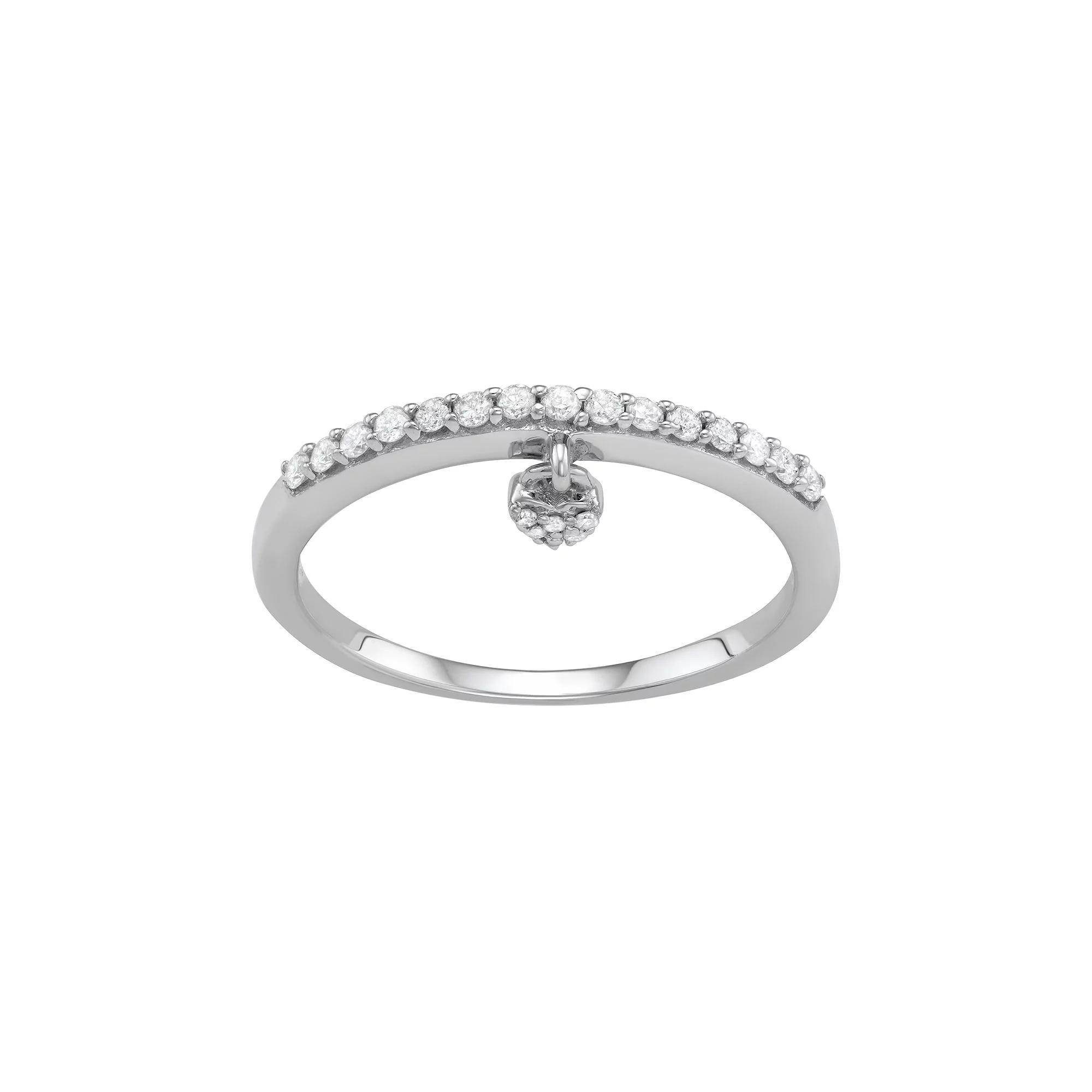 Jewelexcess Sterling Silver 1/5 Carat T.W. Diamond Heart Charm Ring, Women's,  Product Image