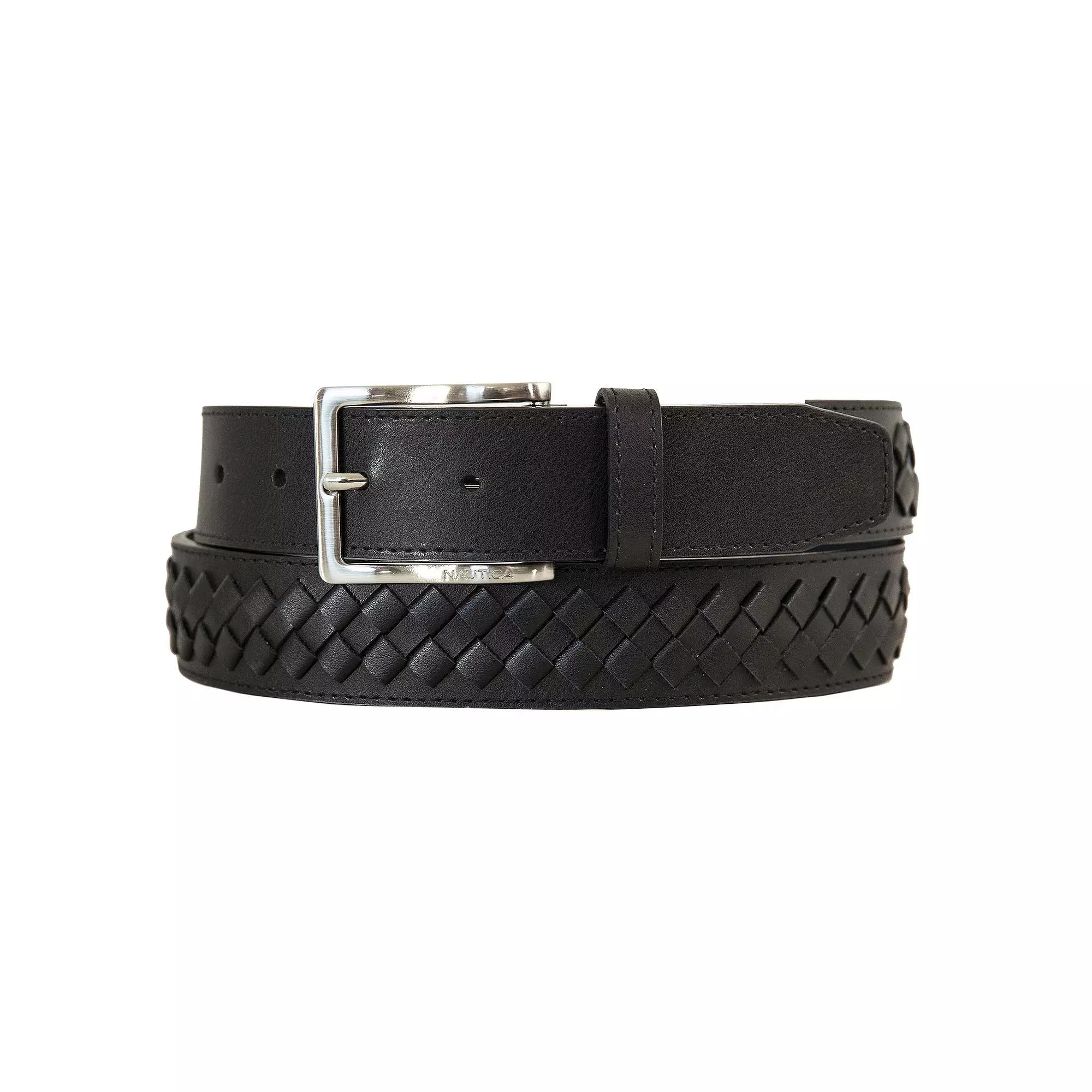 Men's Nautica Center Woven Leather Belt,  Product Image