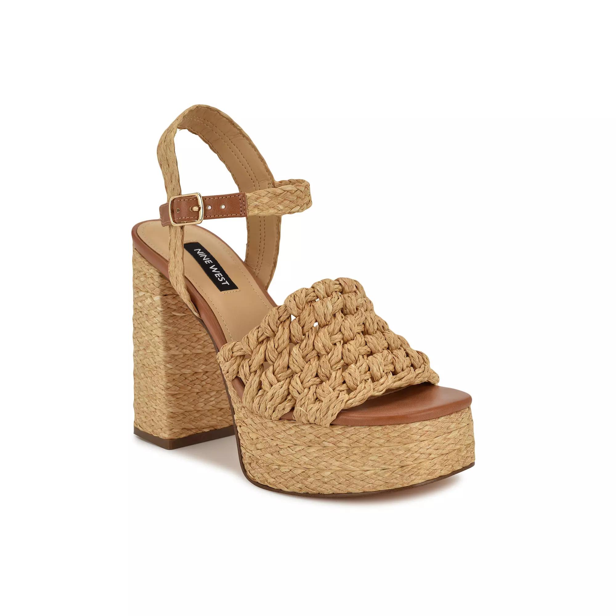 Nine West Women's Vadyn Block Heel Dress Sandals, Size: 8, Medium Natural Product Image