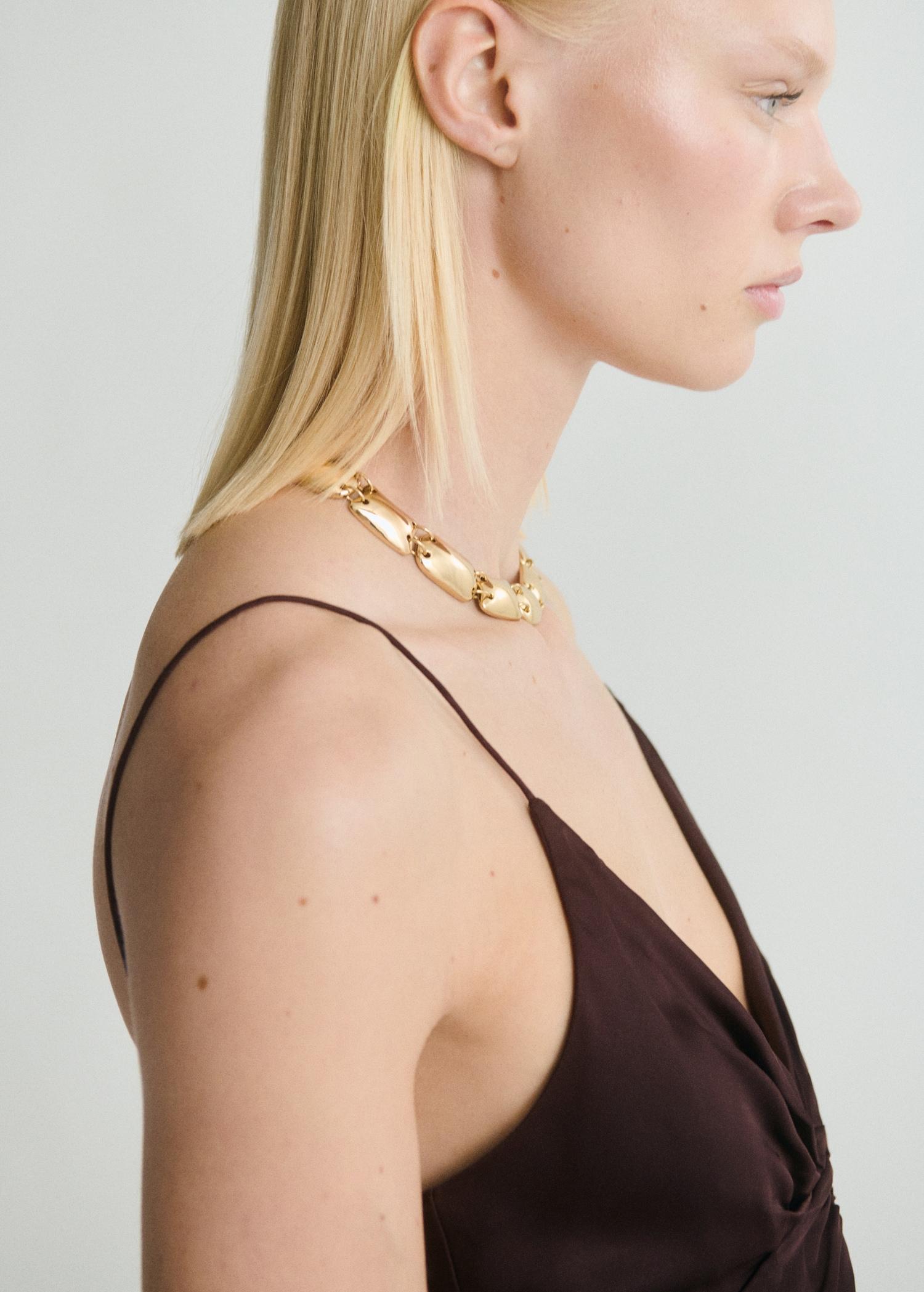 V-neck satin dress - Women | MANGO USA Product Image