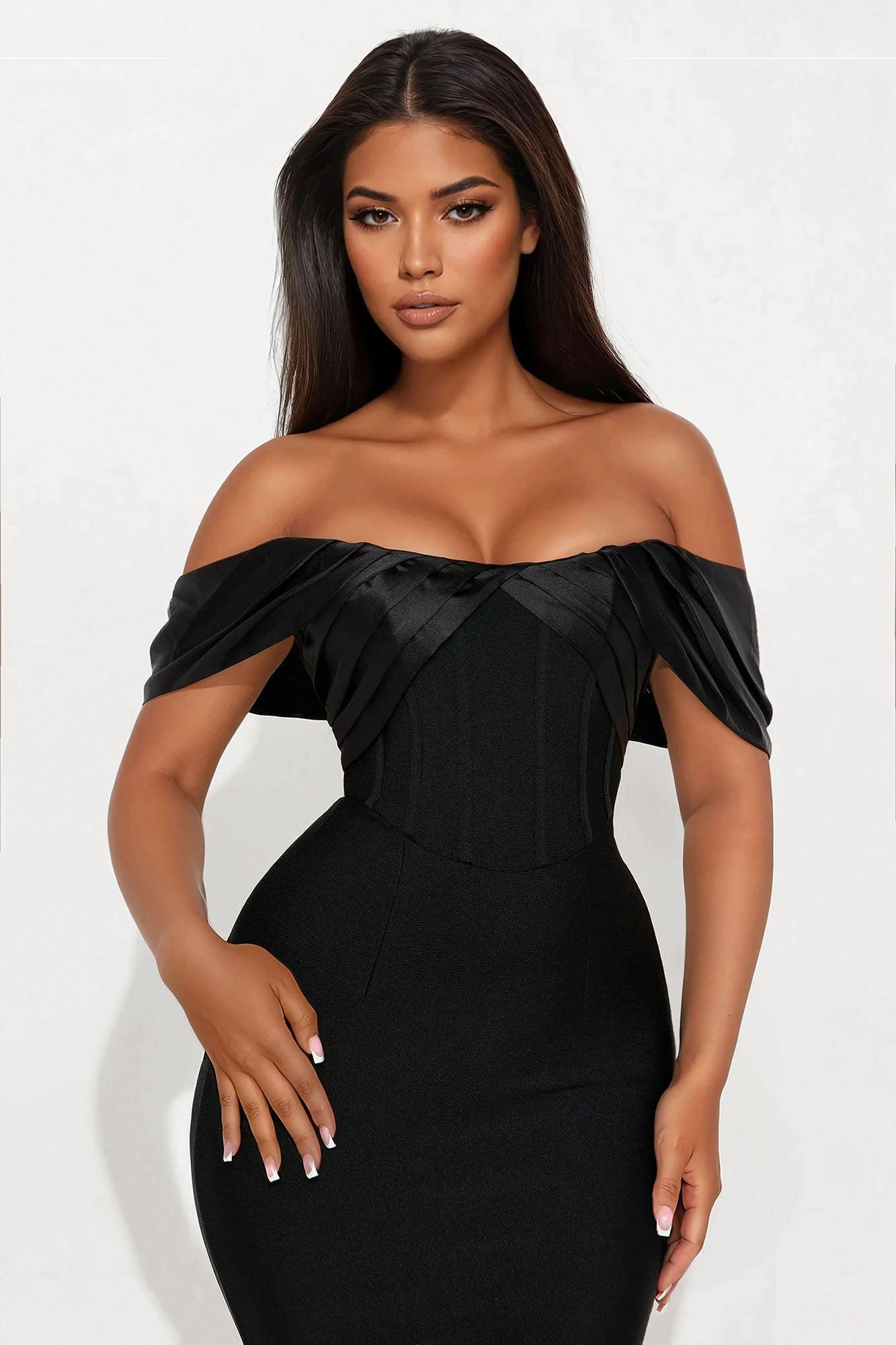 Grand Gesture Bandage Midi Dress - Black Product Image