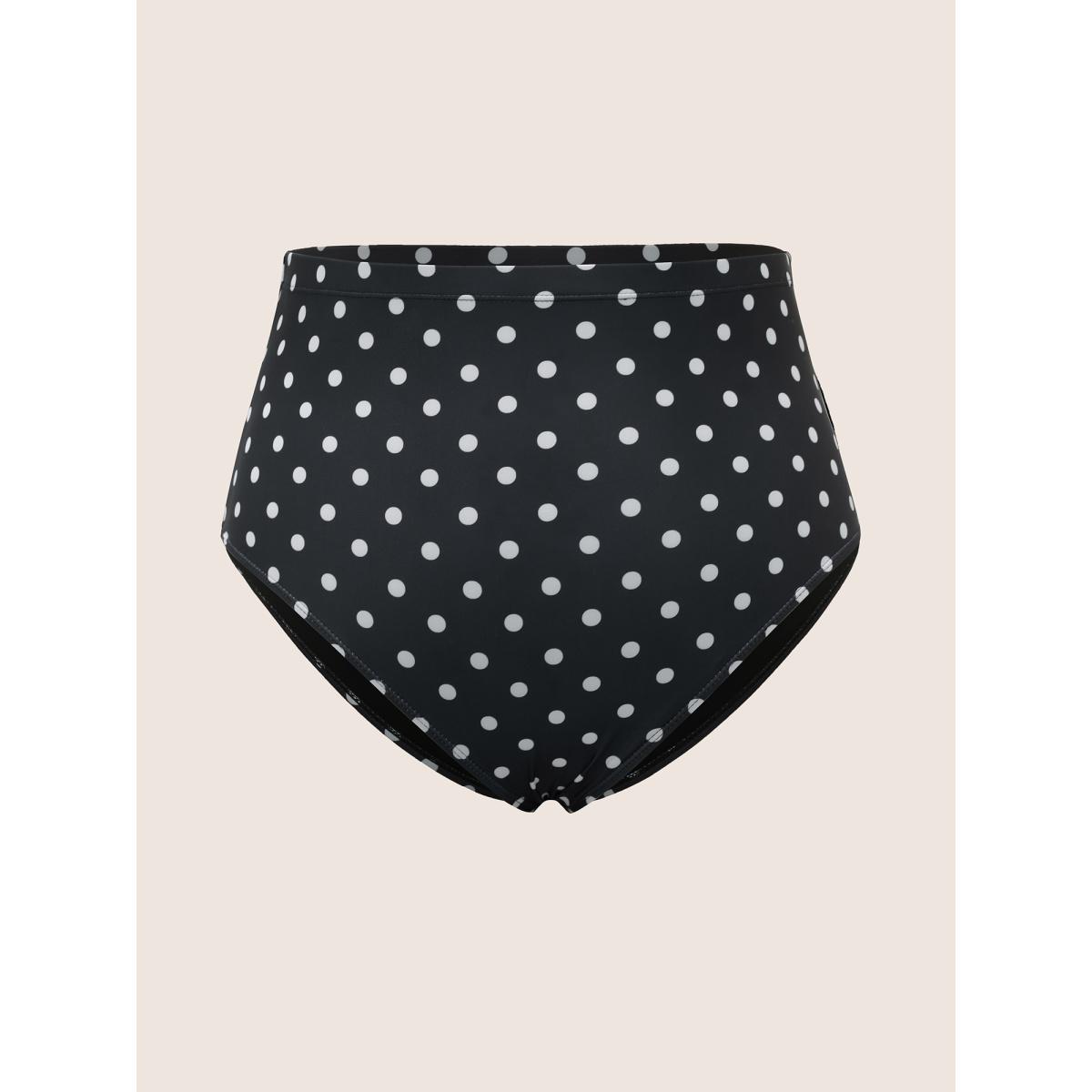 Plus Size Polka Dot Ruched Fit Flare Swim Dress Women's Swimwear Black Beach Bodycon Strapless High stretch Curve Swim Dresses BloomChic 28/5X Product Image