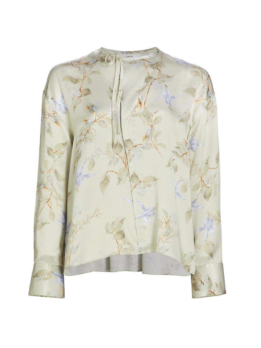 Womens Bellflower Silk Tie-Neck Blouse Product Image