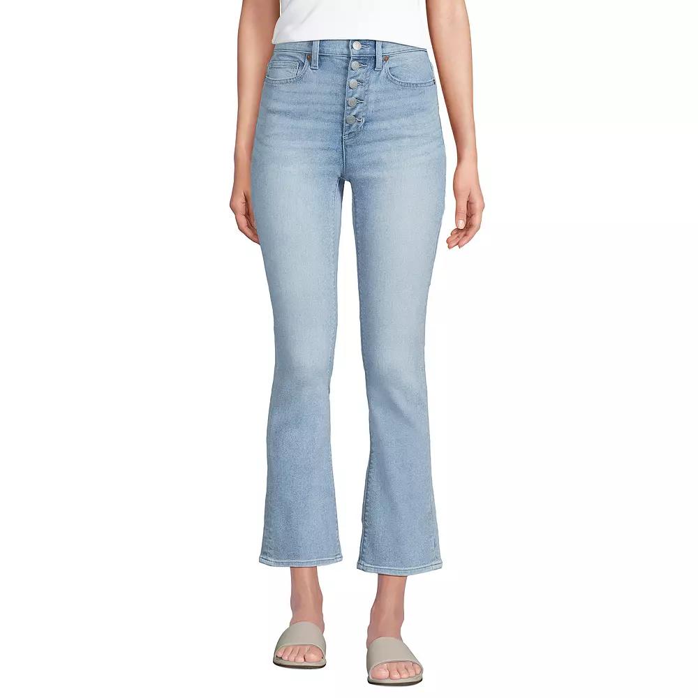 Women's Lands' End Recover High Rise Button Front Kick Flare Crop Jeans,  Product Image