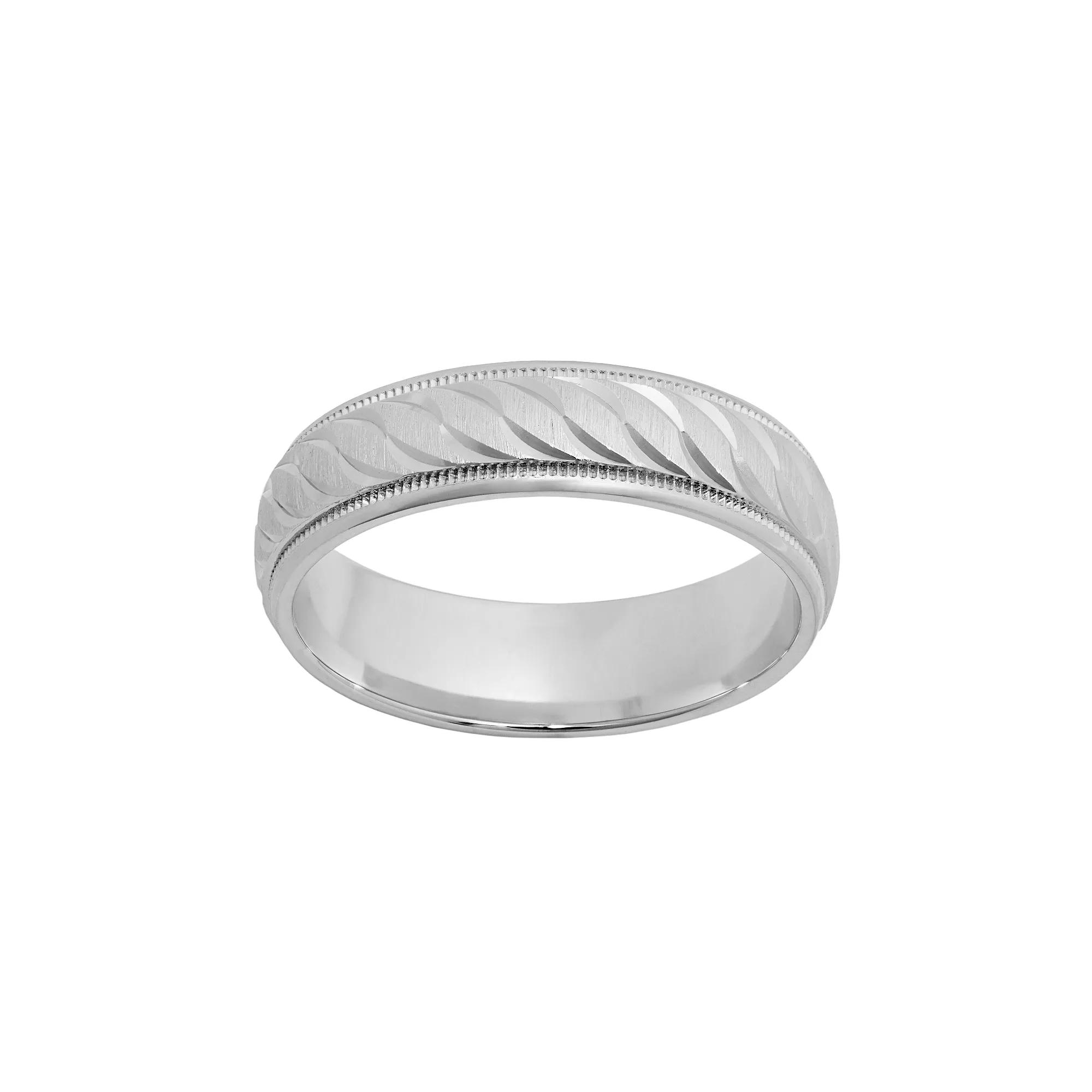 Sterling Silver Textured Wedding Band - Men, Men's, Size: 13.50, Grey Product Image