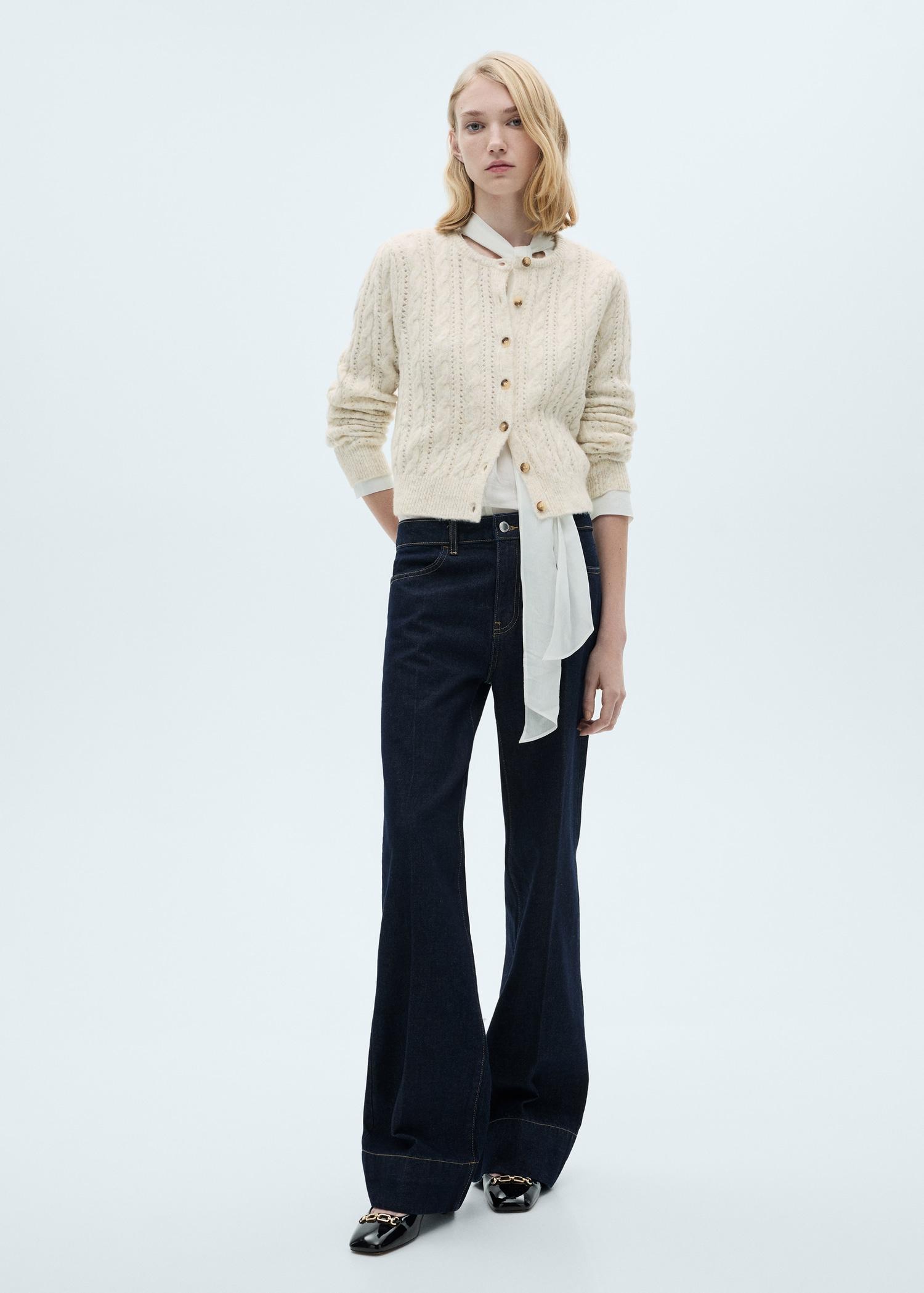 Braided cardigan with openwork details - Women | MANGO USA Product Image