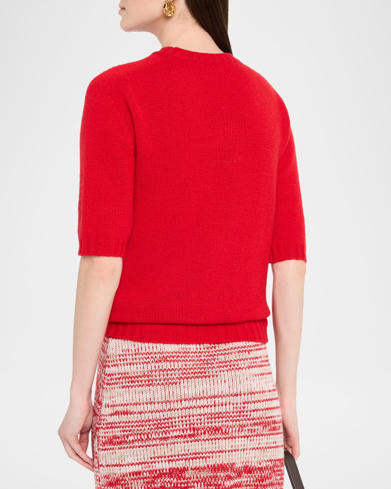 Elbow-Sleeve Crewneck Cashmere Sweater Product Image