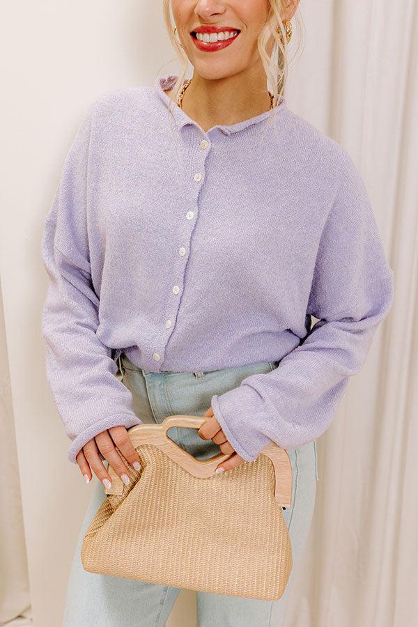 Coffee Shop Cutie Knit Cardigan in Lavender Product Image