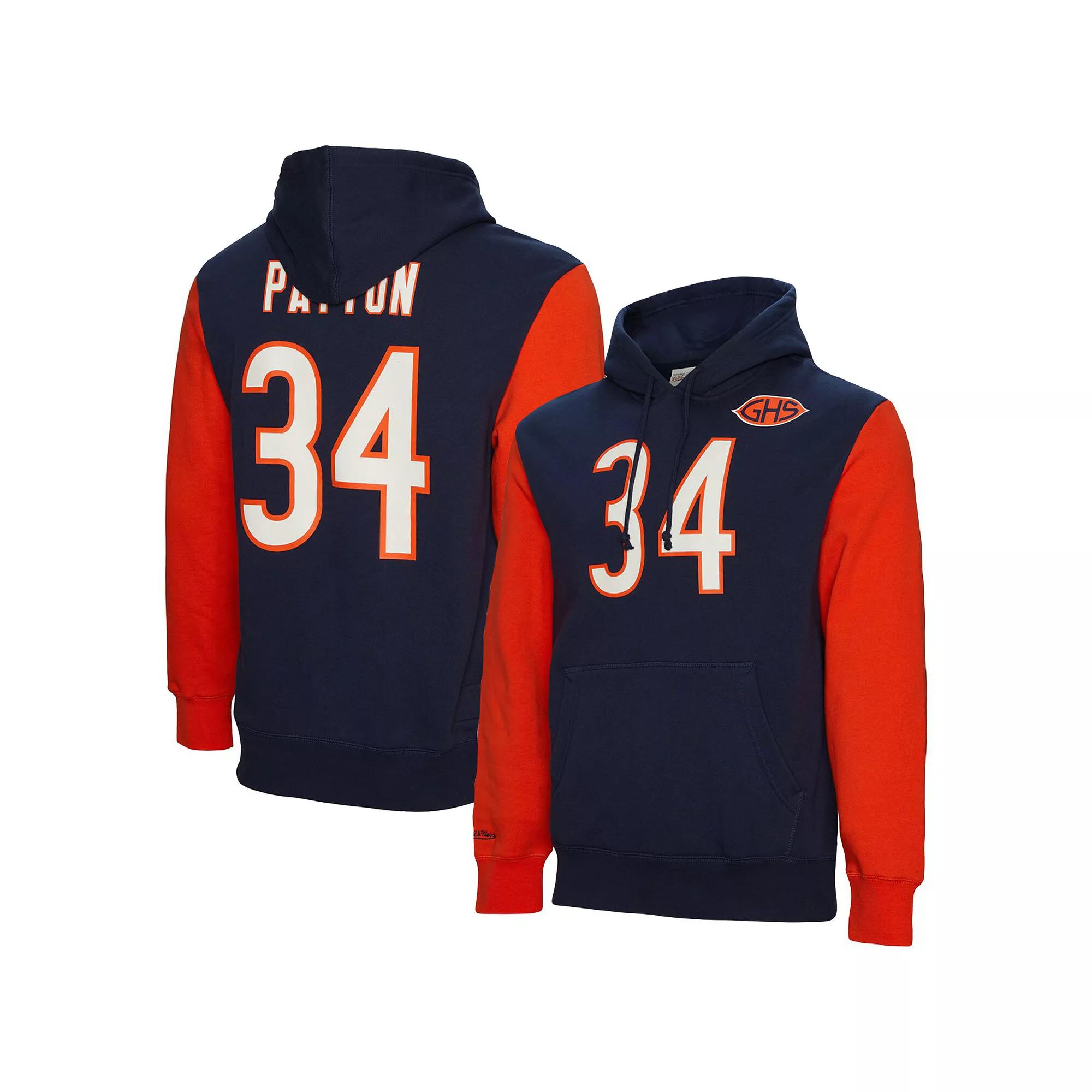 Men's Mitchell & Ness Walter Payton Navy Chicago Bears Retired Player Name & Number Pullover Hoodie, Size: XL, Blue Product Image