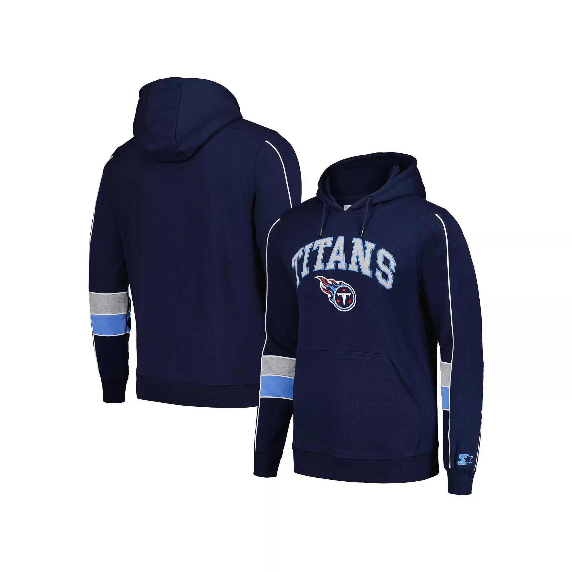 Men's Starter Navy Tennessee Titans Captain Pullover Hoodie,  Product Image