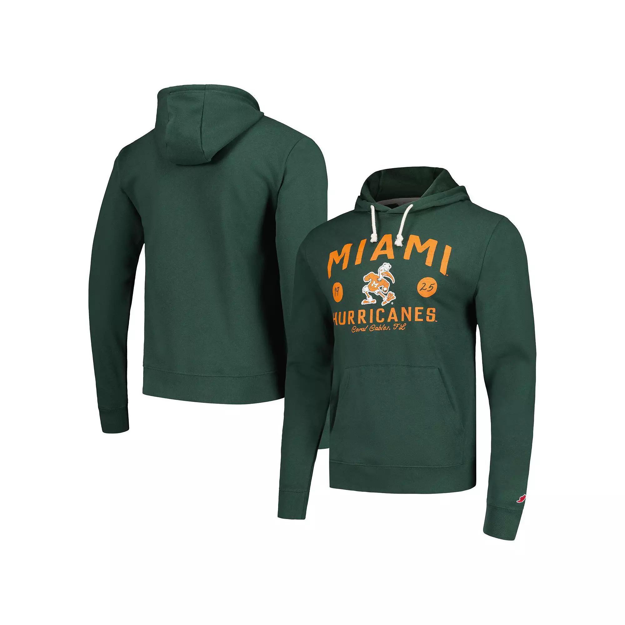 Men's League Collegiate Wear Green Miami Hurricanes Bendy Arch Essential Pullover Hoodie,  Product Image