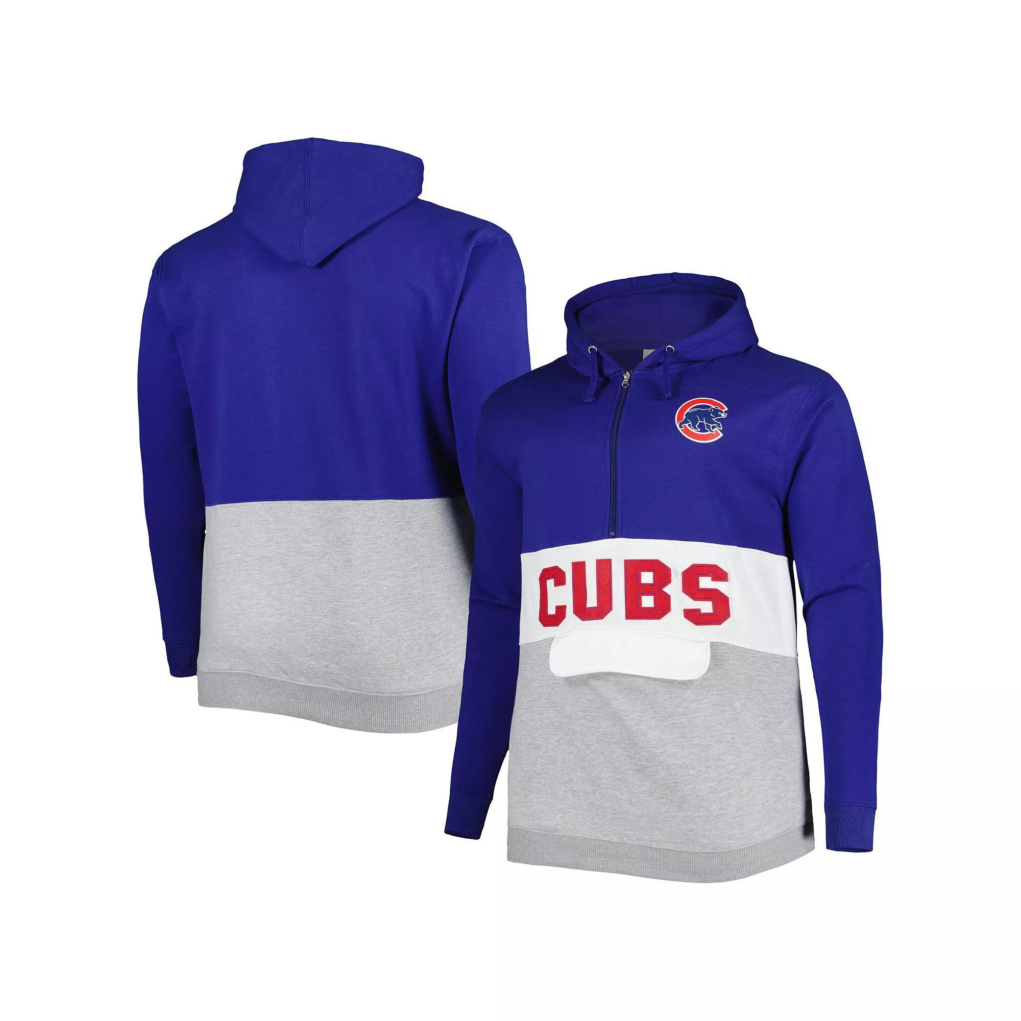 Men's Royal/White Chicago Cubs Big & Tall Fleece Half-Zip Hoodie, Size: 2XLT, Blue Product Image