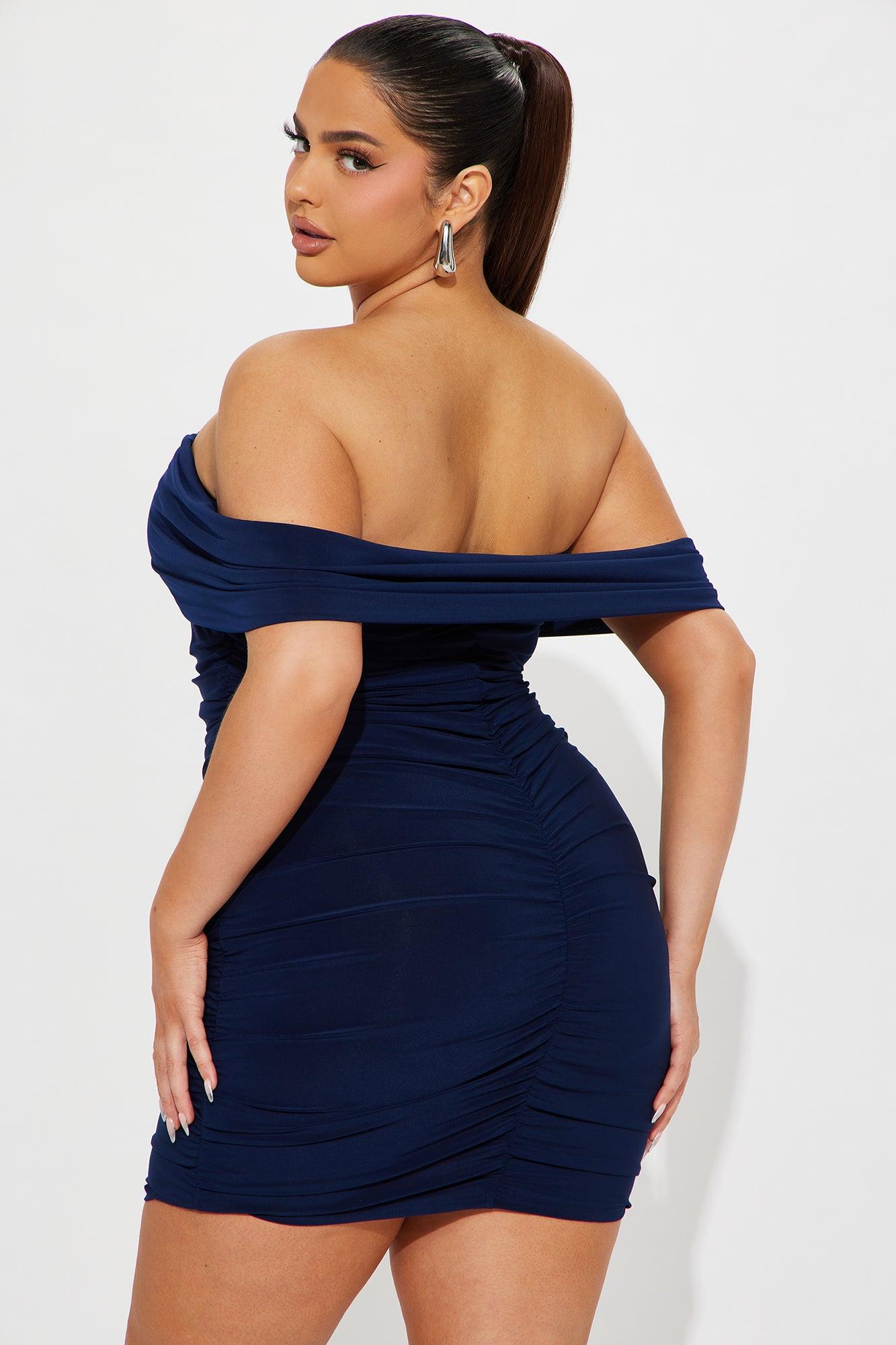 Tatiana Ruched Mini Dress - Navy Product Image