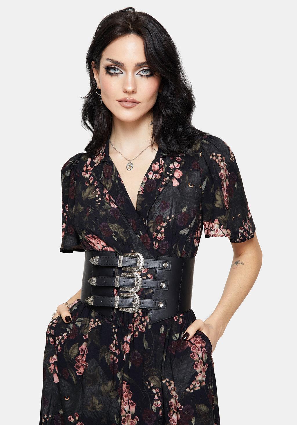 Noctua Owl Foxglove Printed Wrap Midaxi Shirt Dress Product Image