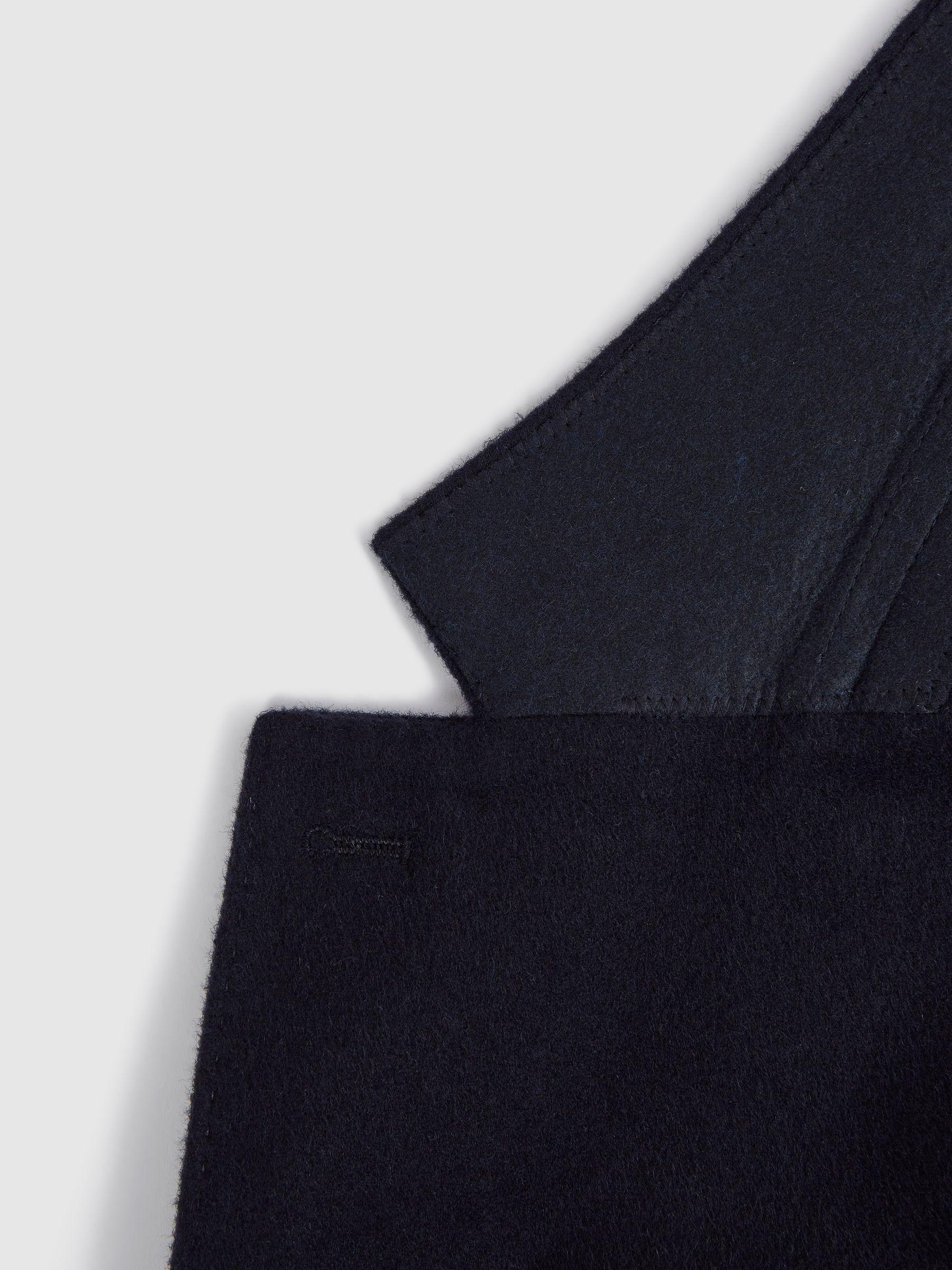 Single Breasted Slim Fit Flannel Blazer in Navy Product Image