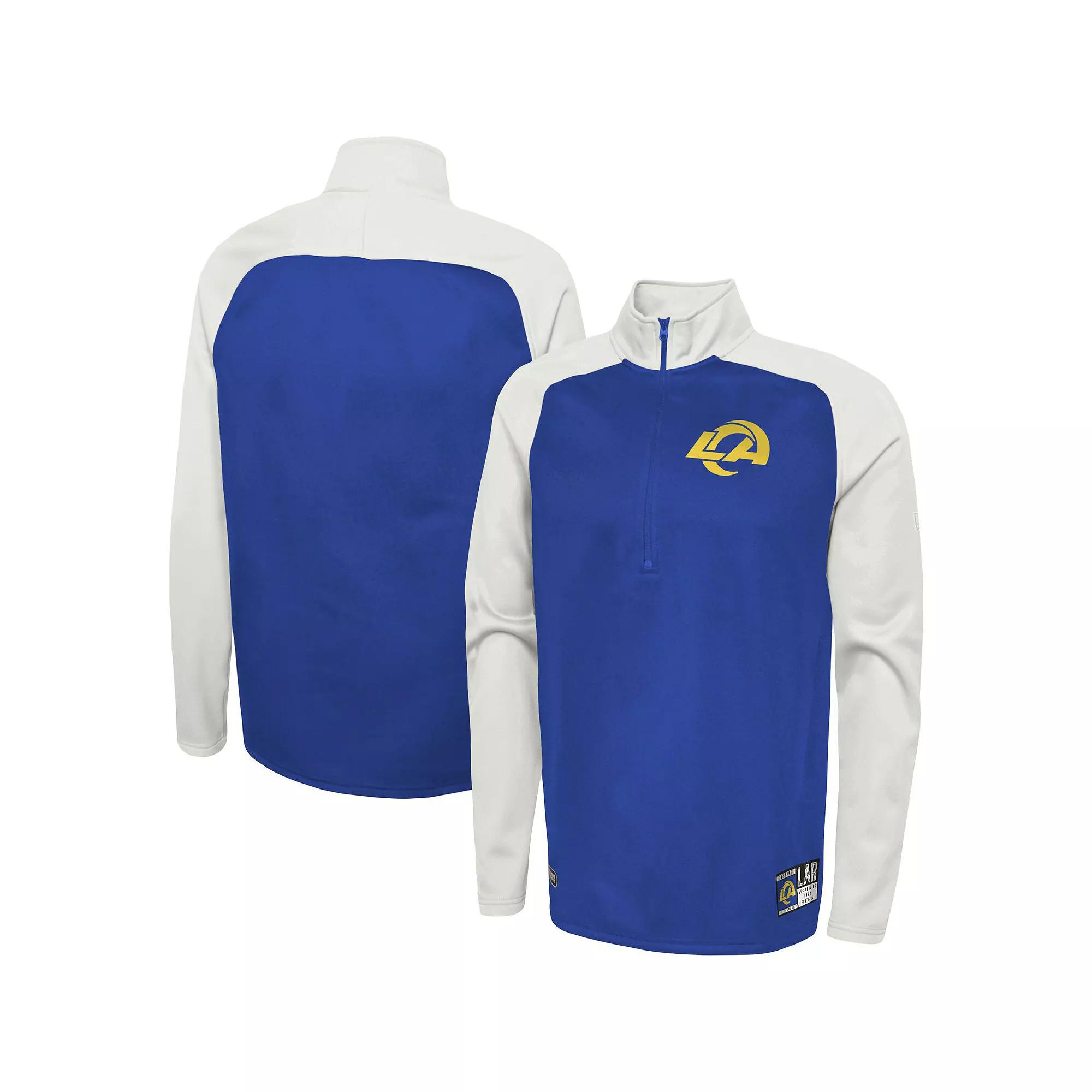 Men's New Era Royal Los Angeles Rams Combine Authentic O-Line Raglan Half-Zip Jacket, Size: XL, Blue Product Image