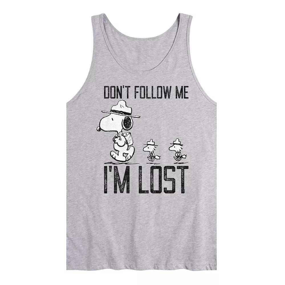 Men's Peanuts Snoopy Woodstock Don't Follow Me I'm Lost Graphic Tank Top,  Product Image