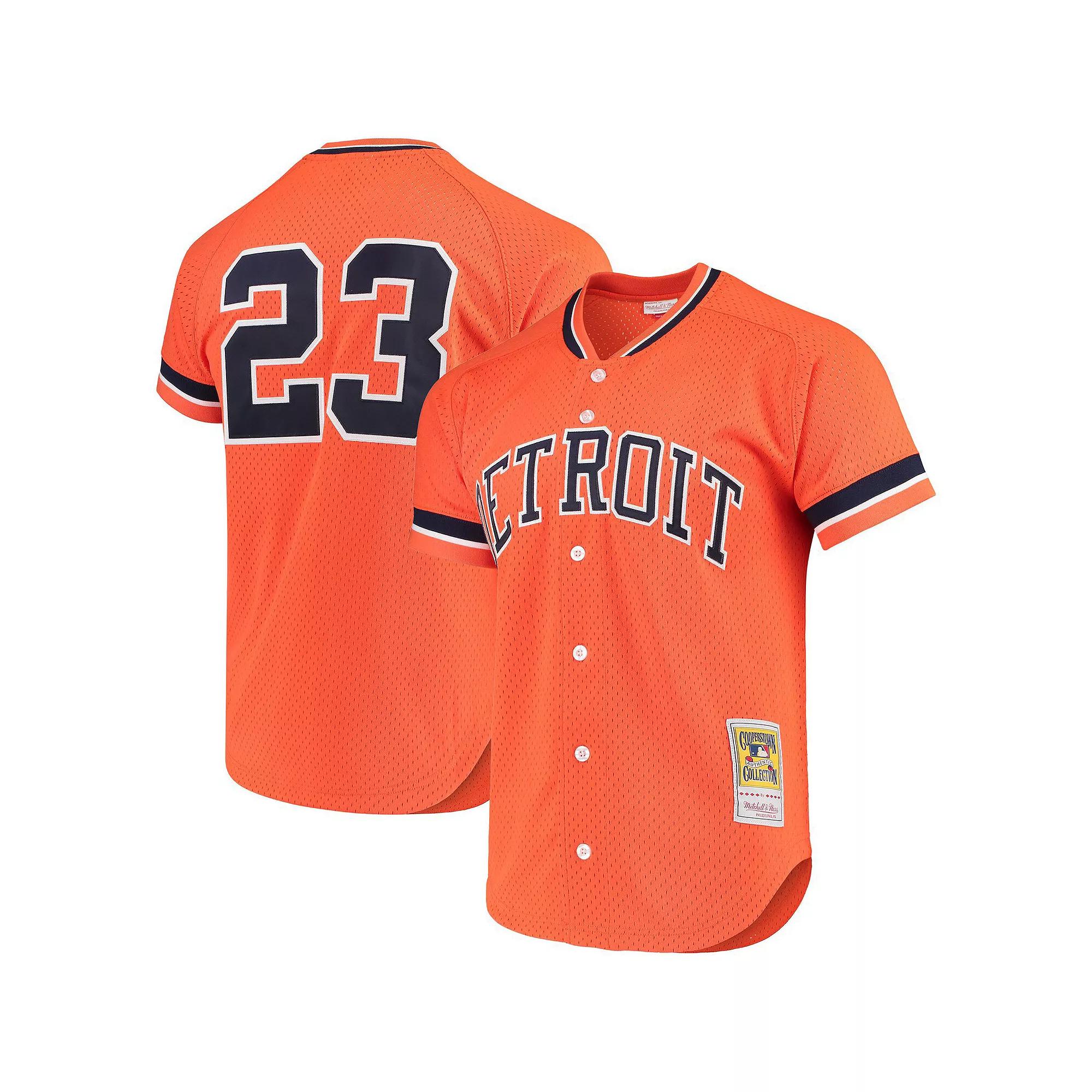 Men's Mitchell & Ness Kirk Gibson Orange Detroit Tigers Cooperstown Collection Mesh Batting Practice Button-Up Jersey, Size: Small Product Image