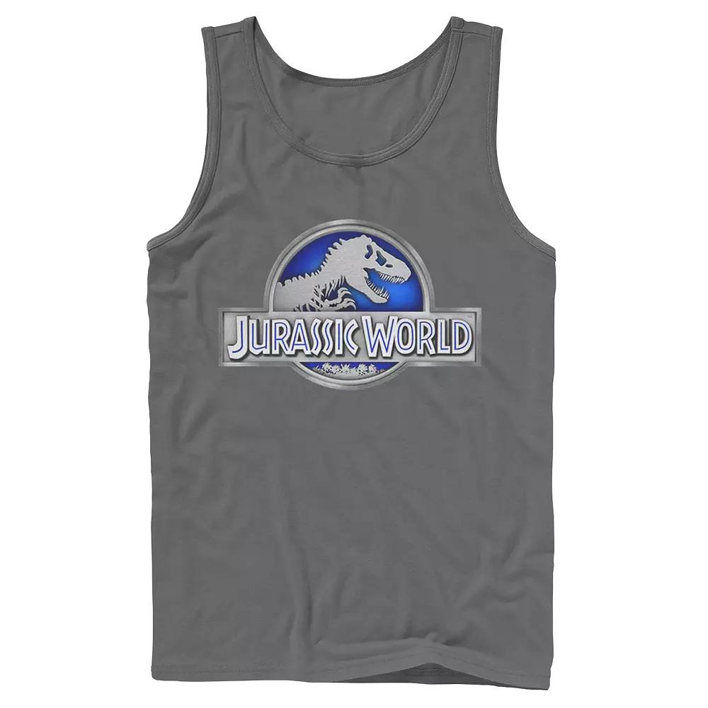Men's Jurassic World Classic Blue Glow Fossil Logo Graphic Tank Top,  Product Image