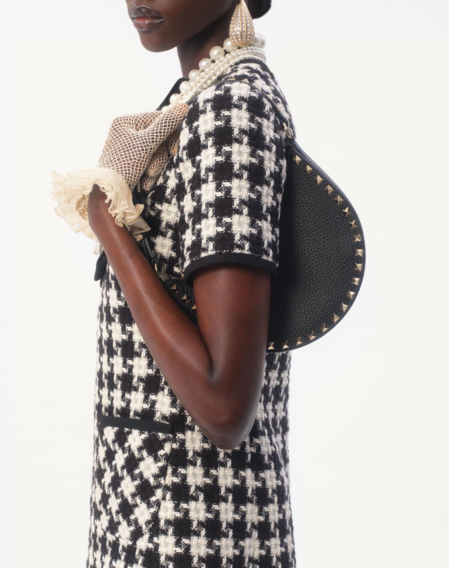 Mini Rockstud Hobo Bag In Grainy Calfskin Product Image