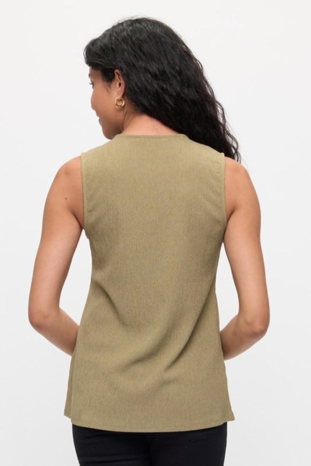Crepe Zipper Tank Product Image