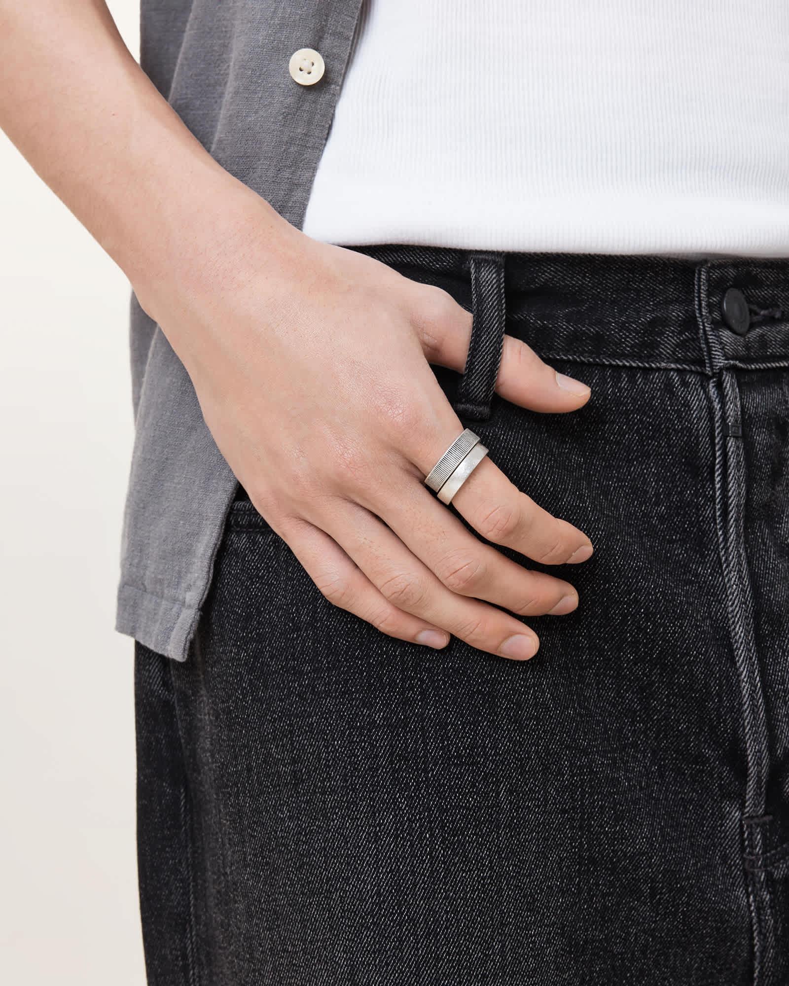 Eason Textured Sterling Silver Ring Set Product Image