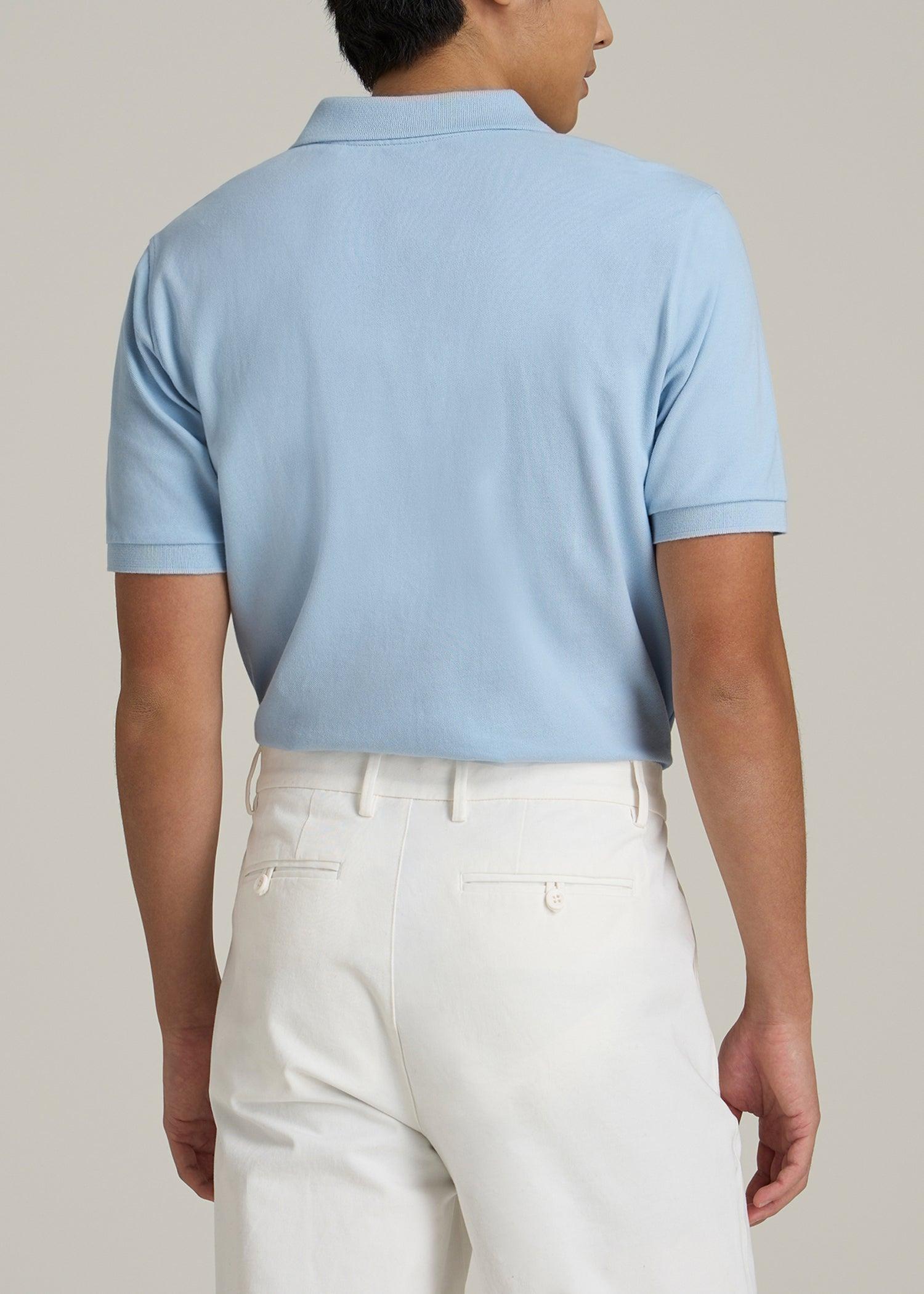 Classic Polo with Embroidered Logo for Tall Men in Ice Blue Male Product Image