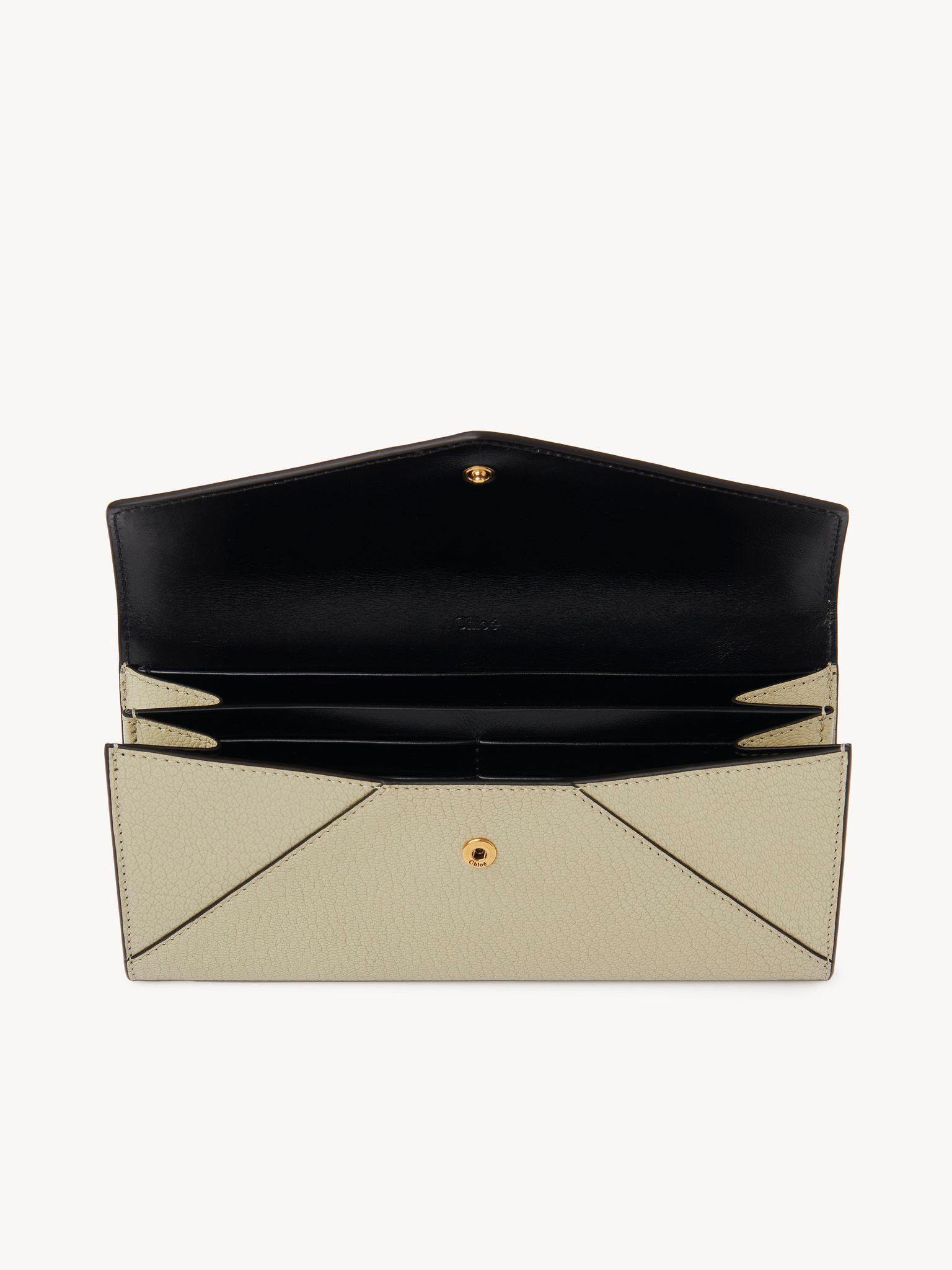 Envelope long wallet with flap in grained leather Product Image