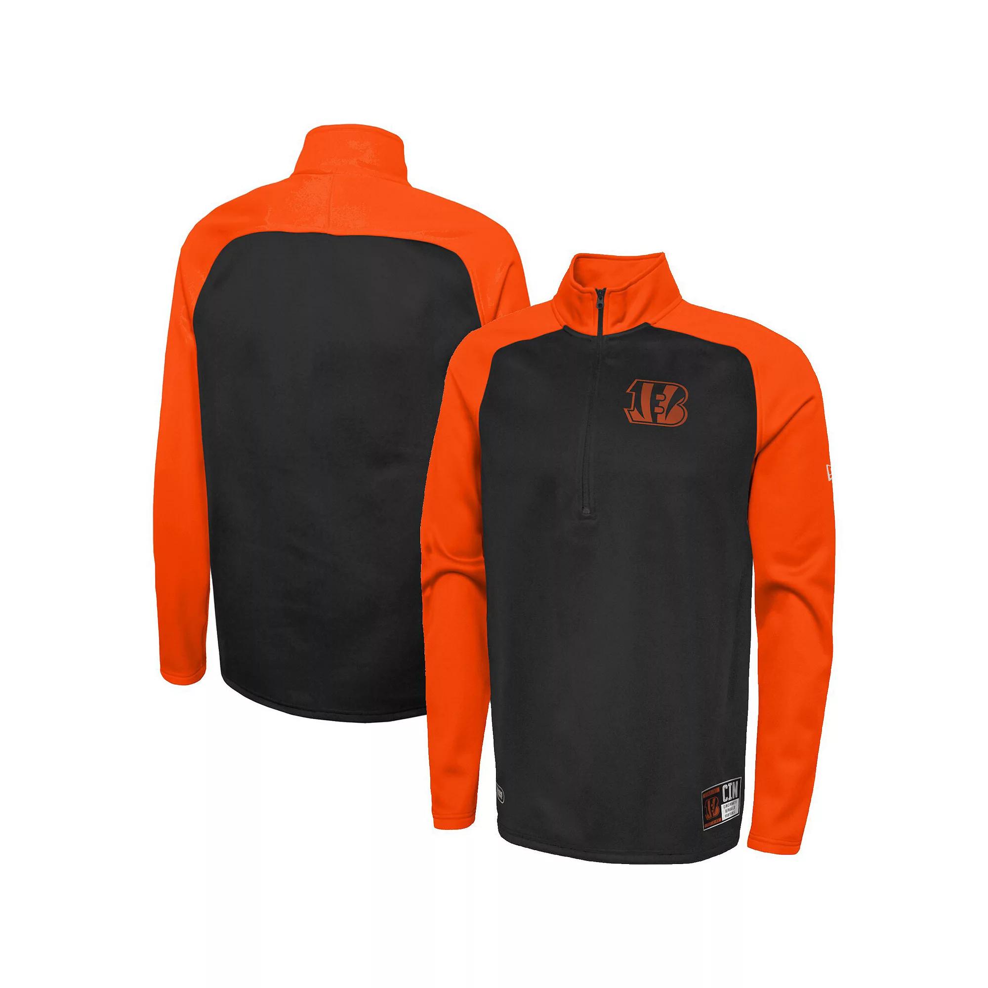 Men's New Era Black Cincinnati Bengals Combine Authentic O-Line Raglan Half-Zip Jacket, Size: Large Product Image