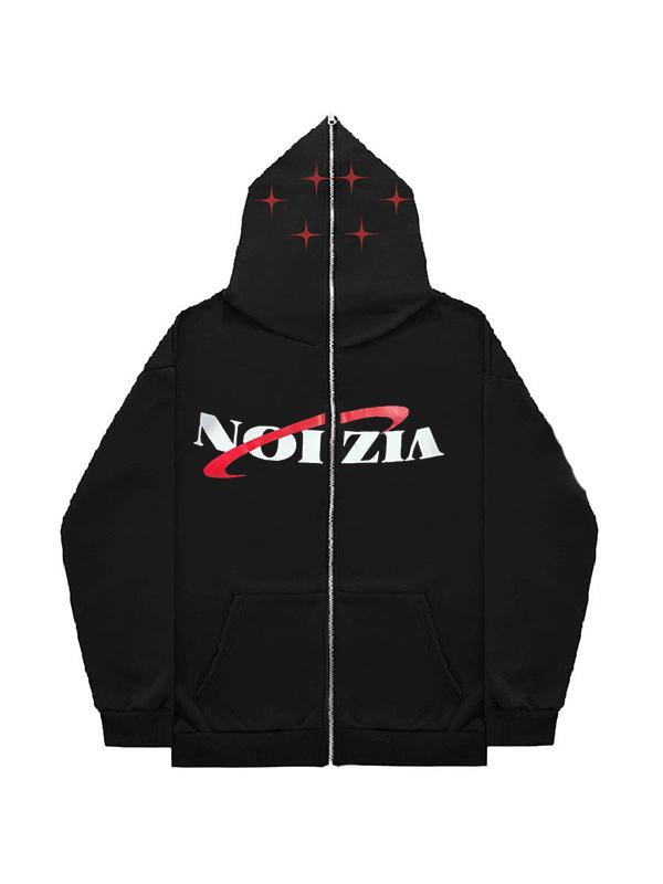 Men's Street Print Zip Up Oversized Hoodie Product Image
