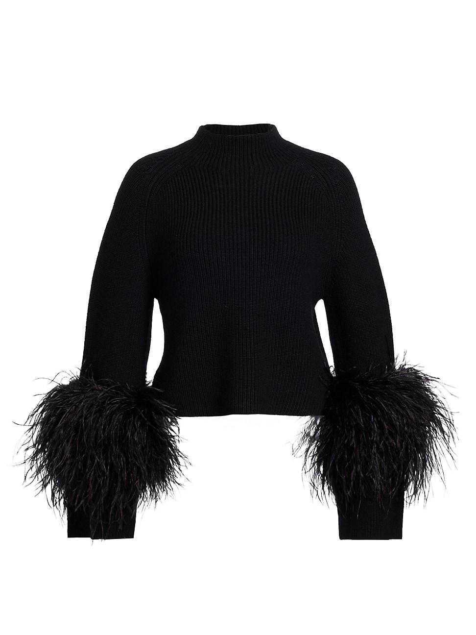Womens Merino Wool Feather-Cuff Sweater Product Image