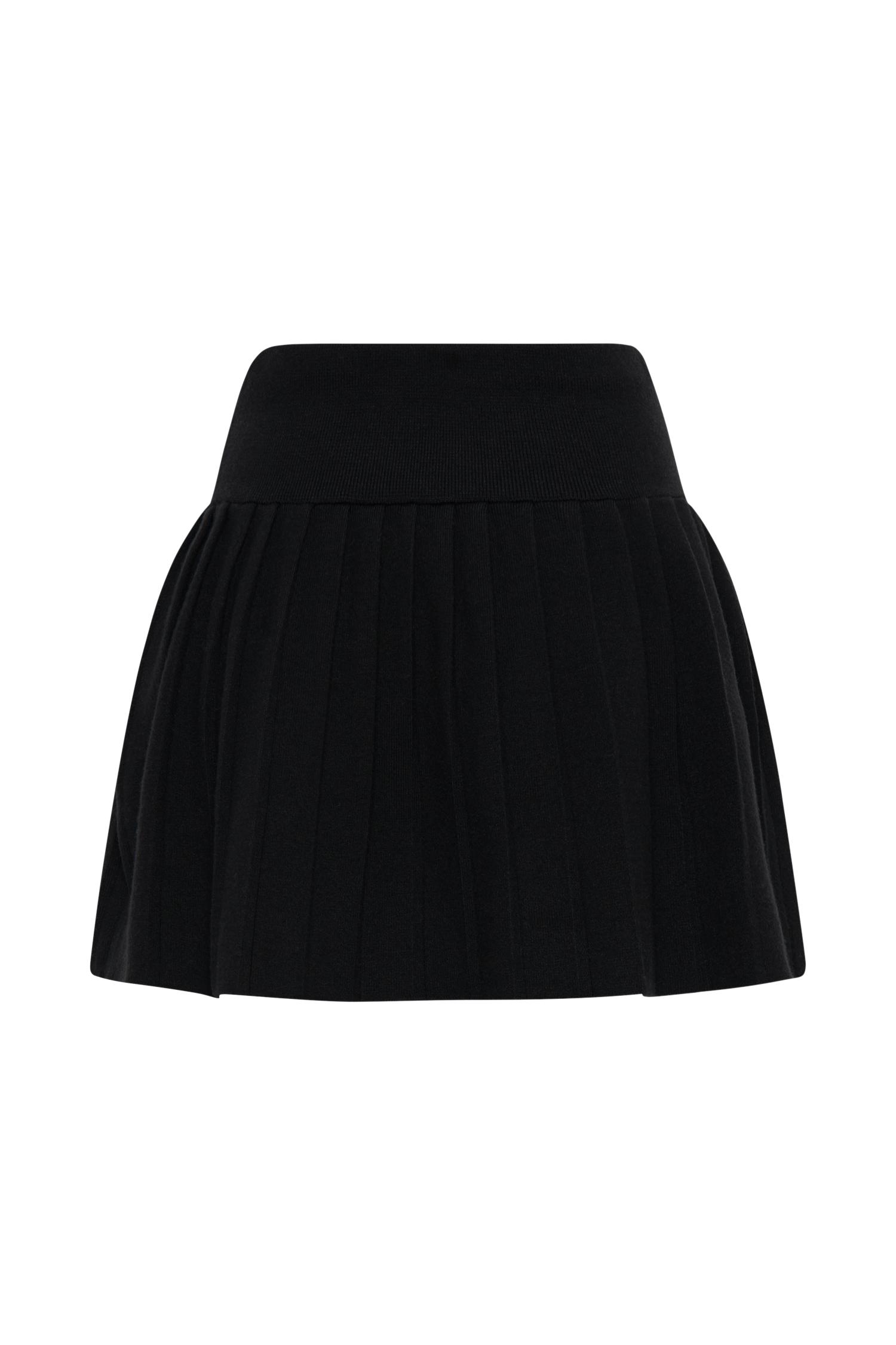 Beverly Knit Pleated Mini Skirt - Black Product Image