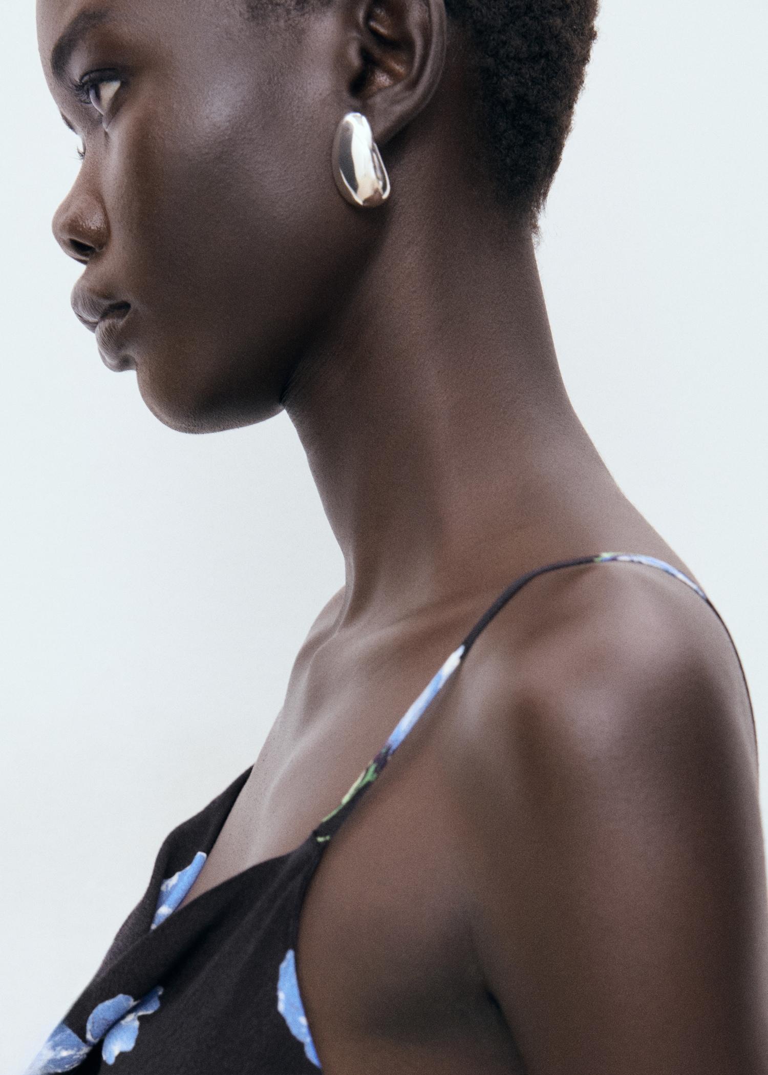 Long dress with draped neckline - Women | MANGO USA Product Image