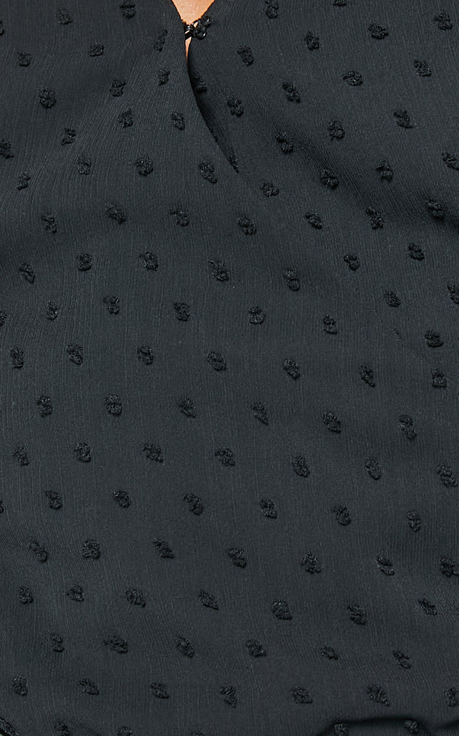 Delilah Bodysuit - V Neck Long Blouson Sleeve Bodysuit in Black Product Image