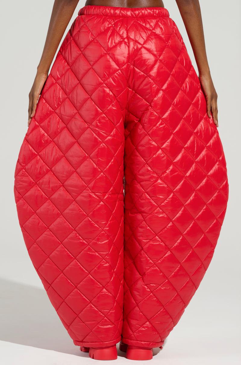 VIVI OVERSIZED PUFFER PANTS IN RED Product Image