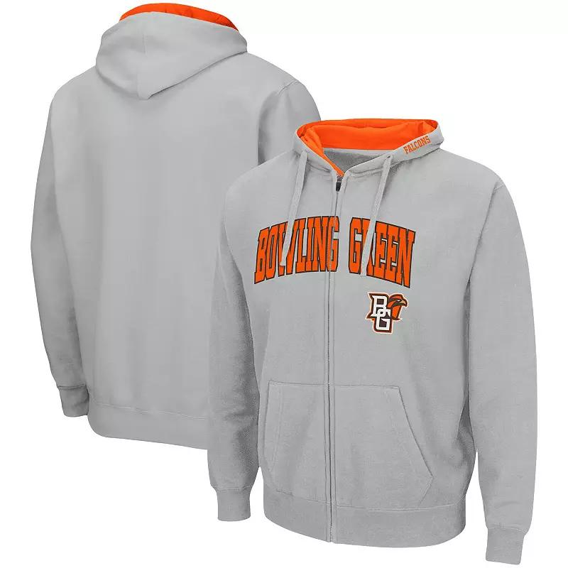 Men's Colosseum Gray Bowling Green St. Falcons Arch & Logo 3.0 Full-Zip Hoodie, Size: XL, Bwg Grey Product Image