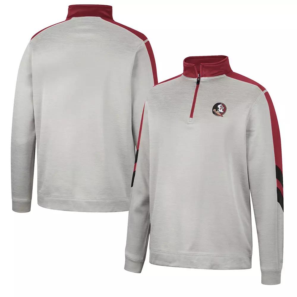 Men's Colosseum Gray/Scarlet Ohio State Buckeyes Bushwood Fleece Quarter-Zip Jacket,  Product Image