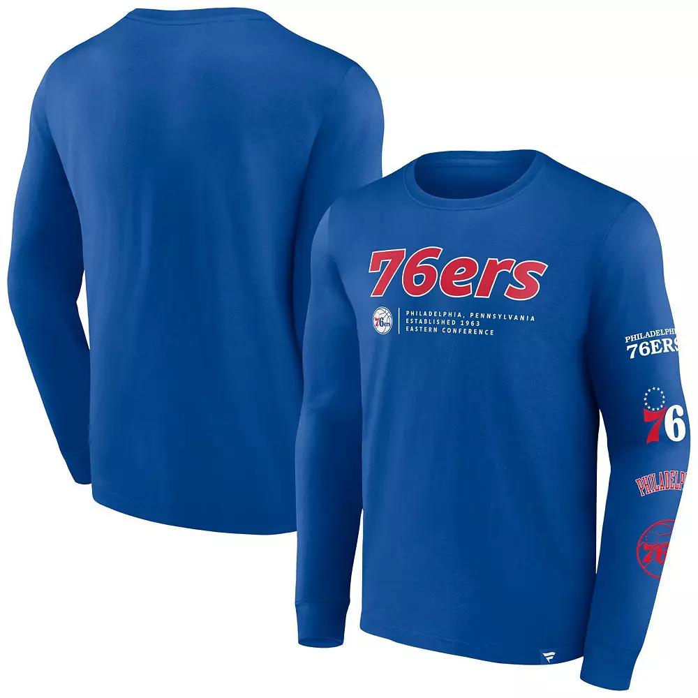 Men's Fanatics Branded Royal Philadelphia 76ers Baseline Long Sleeve T-Shirt, Size: XL, 76r Blue Product Image