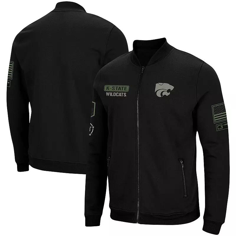 Men's Colosseum Black Kansas State Wildcats OHT Military Appreciation High-Speed Bomber Full-Zip Jacket,  Product Image