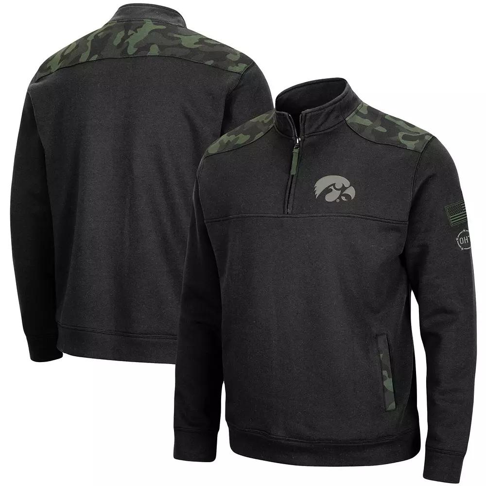 Men's Colosseum Black Louisville Cardinals OHT Military Appreciation Commo Fleece Quarter-Zip Jacket,  Product Image