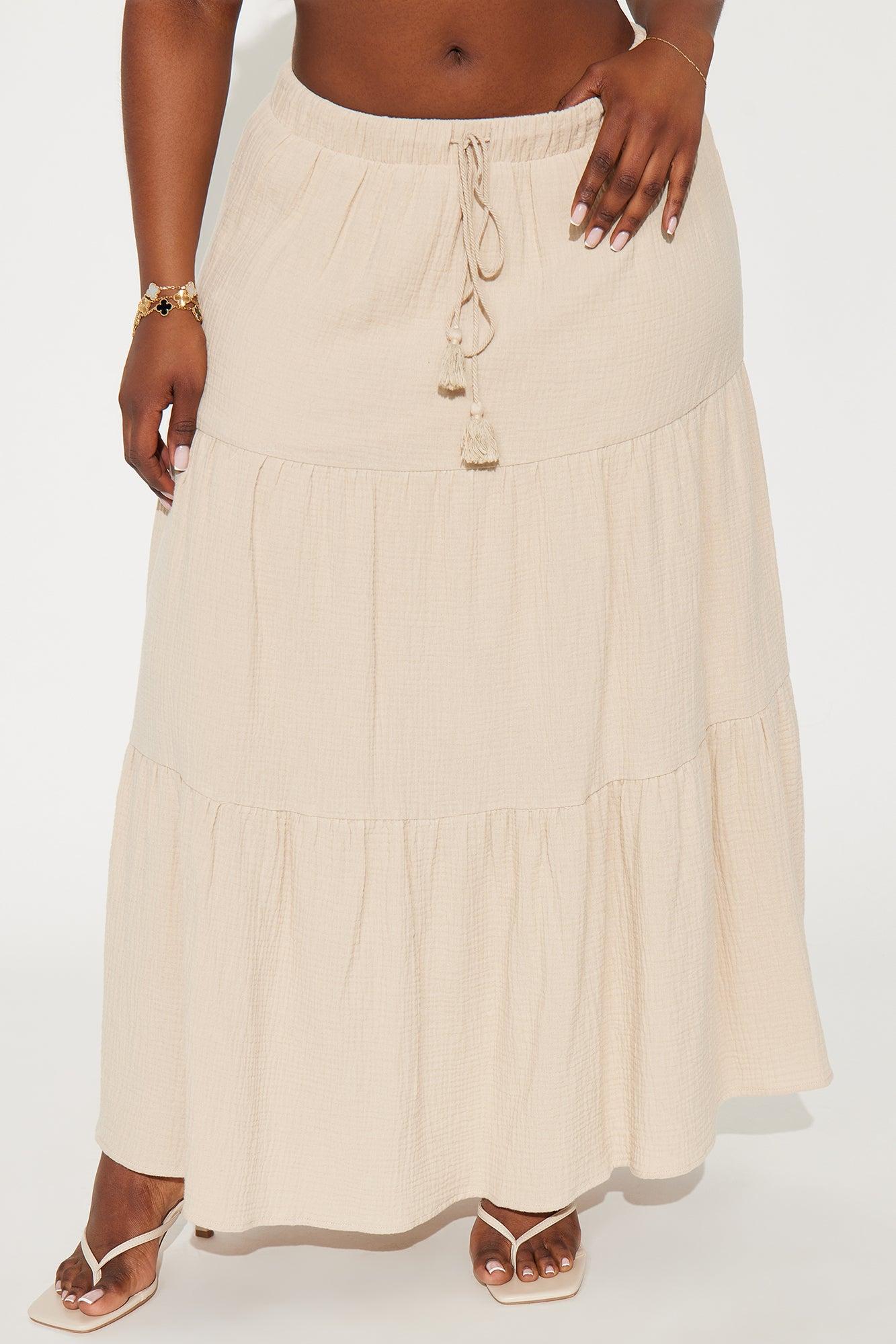 Emily Tiered Gauze Maxi Skirt - Taupe Product Image