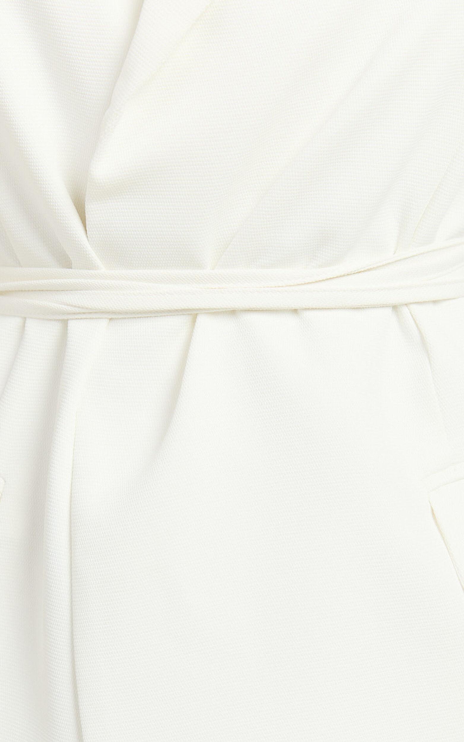 Romeo Mini Dress - Front Tie Collared Flap Pocket Dress in White Product Image