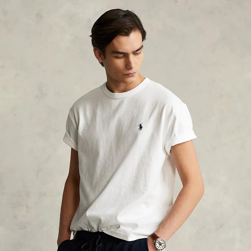 POLO RALPH LAUREN Mens White Regular-fit Crewneck Cotton-jersey T-shirt Product Image