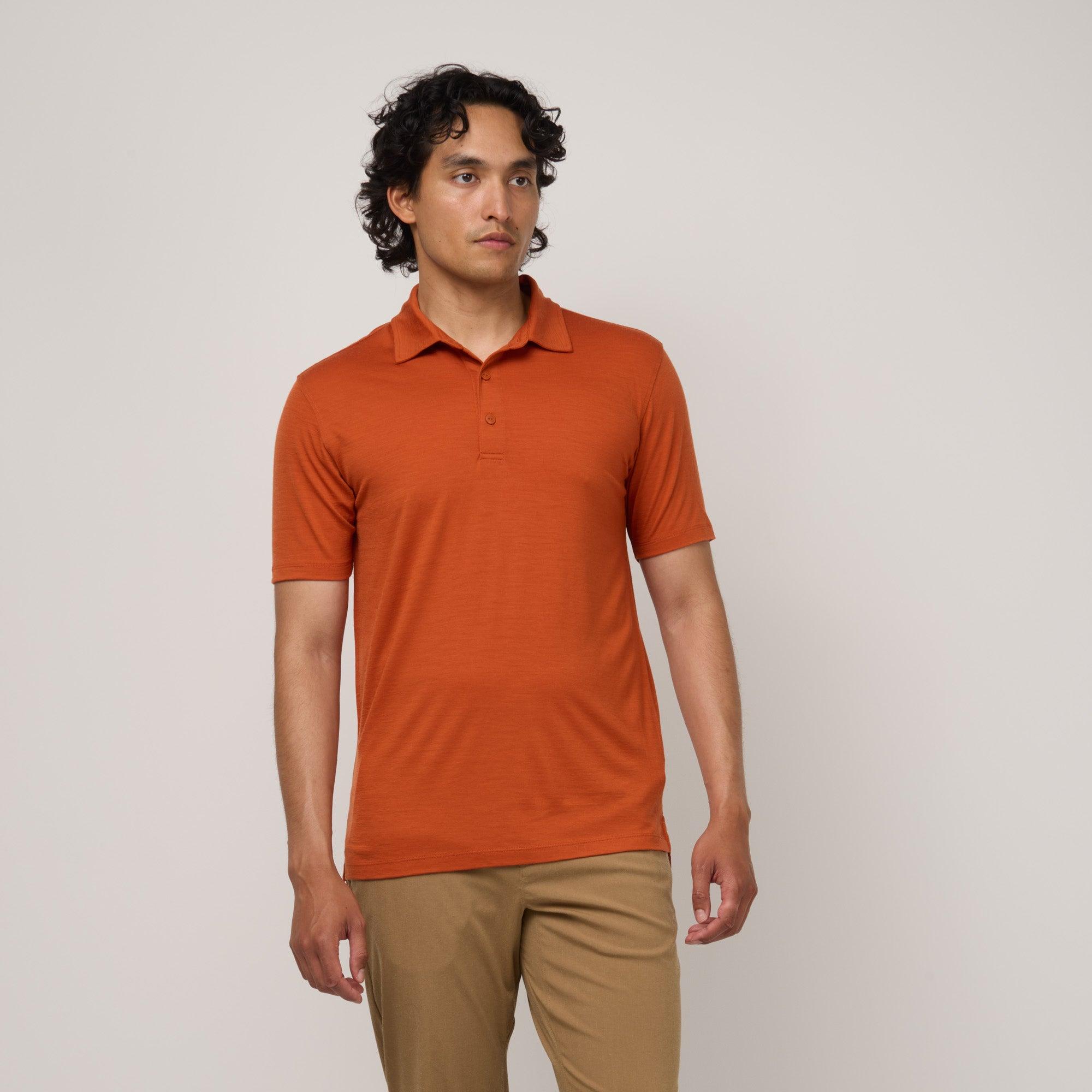 100% Merino Wool Polo | Terracotta Product Image
