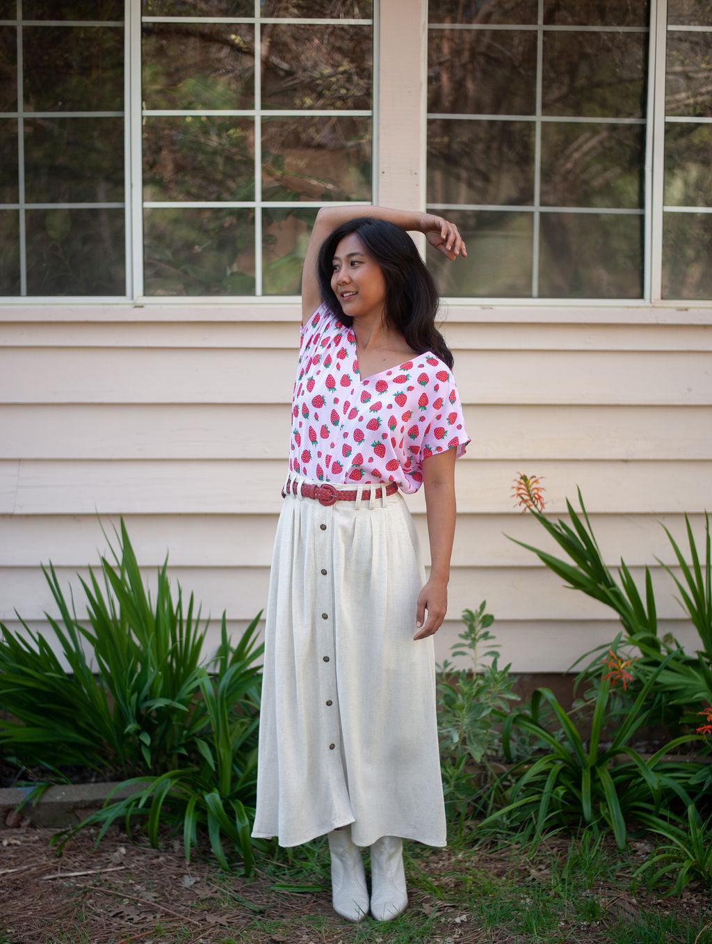 Dolman Top in Strawberry Cotton Product Image